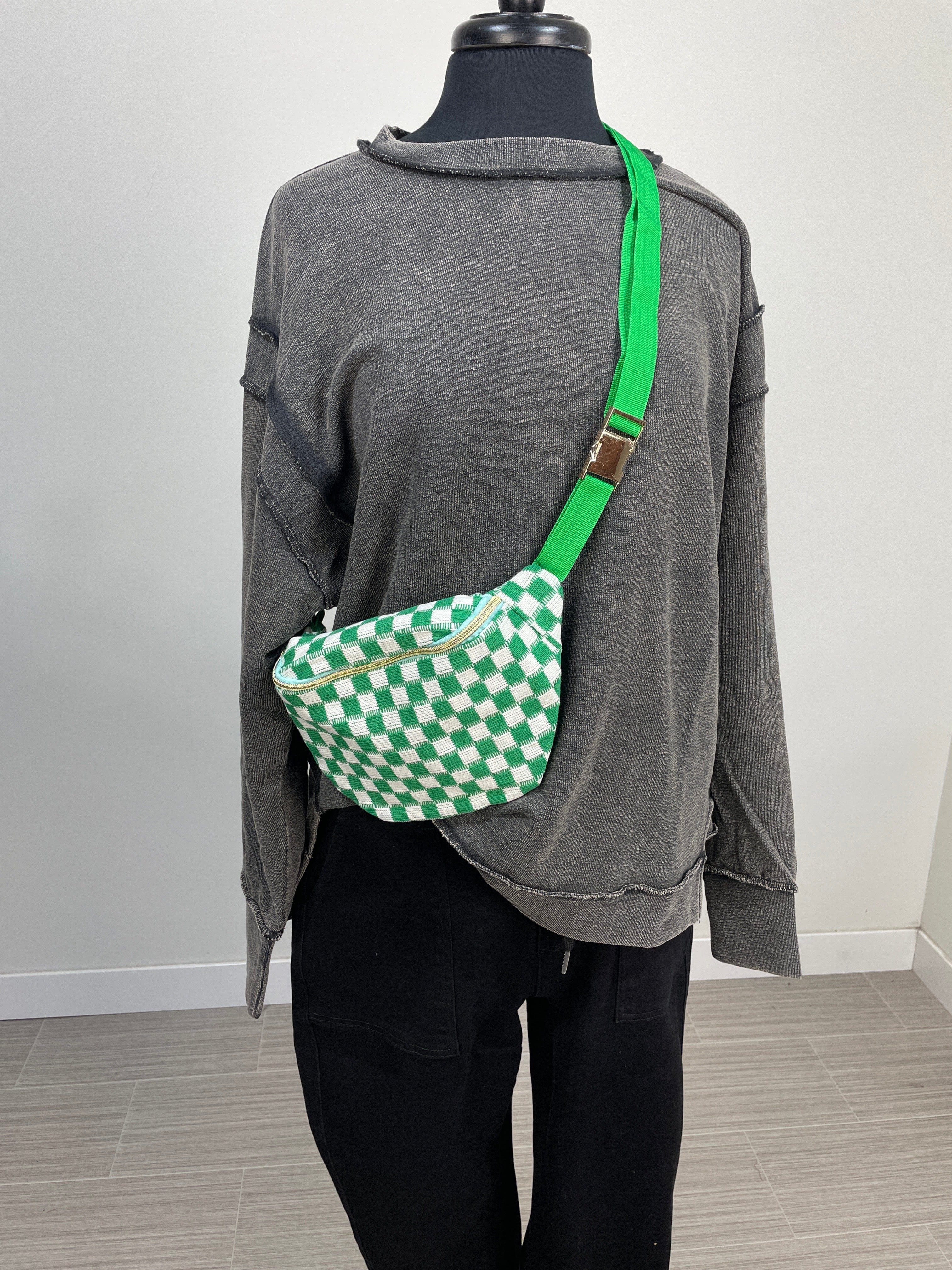 Green Checkered Sling Bag