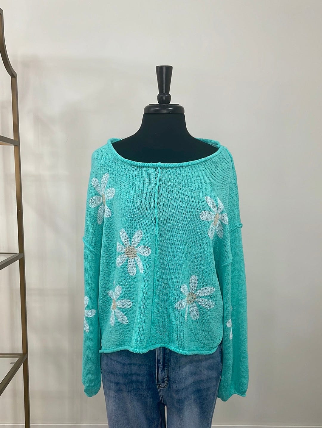 Paradise Mint Daisy Sweater