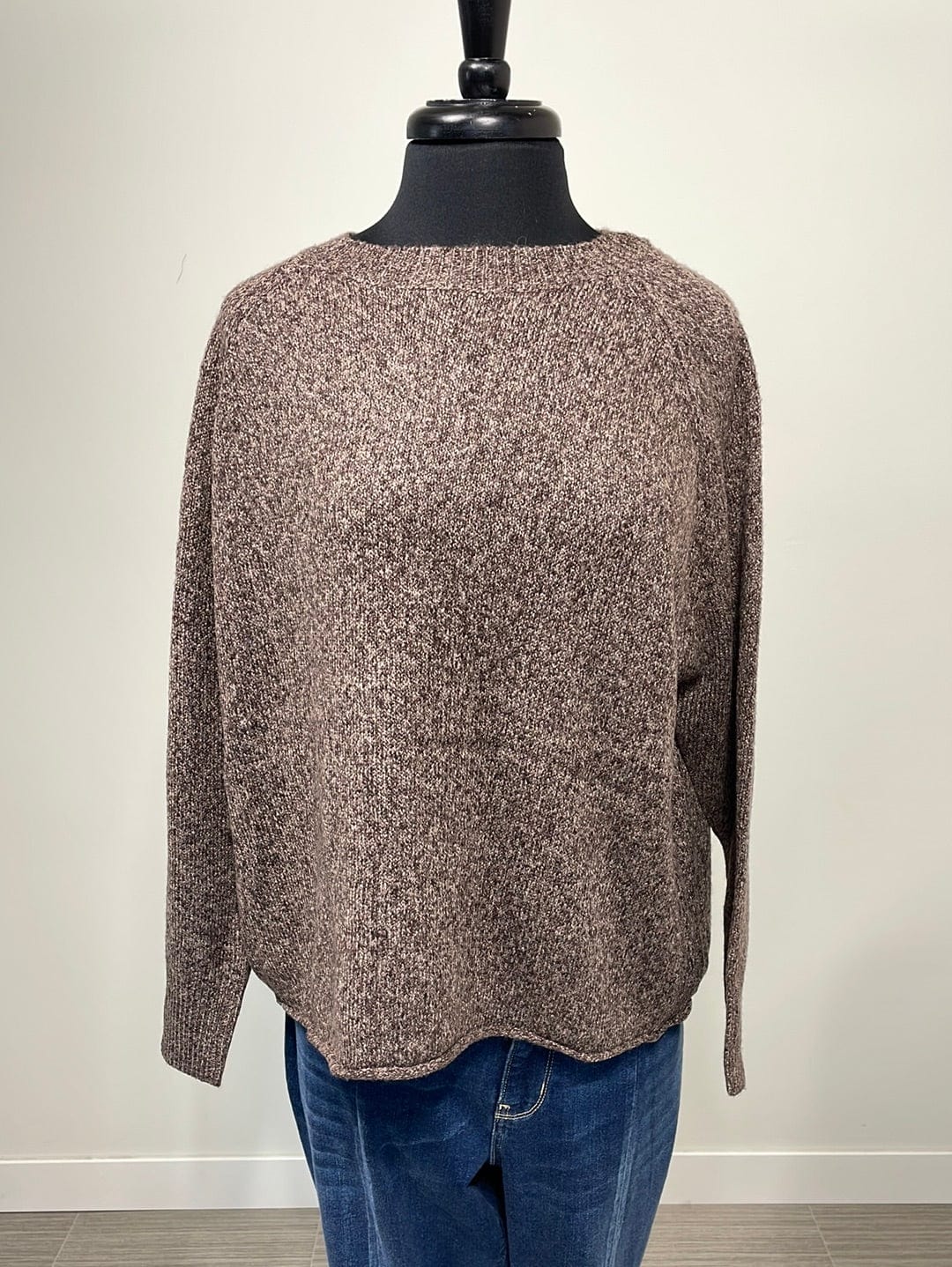 Heathered Brown Crewneck Sweater OS