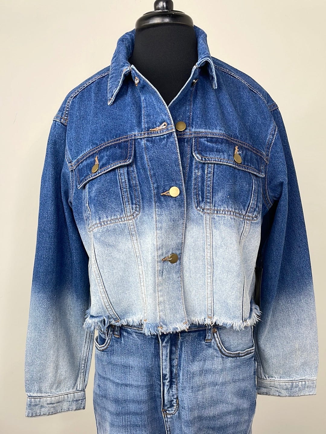 Two Tone Crop Denim Jacket
