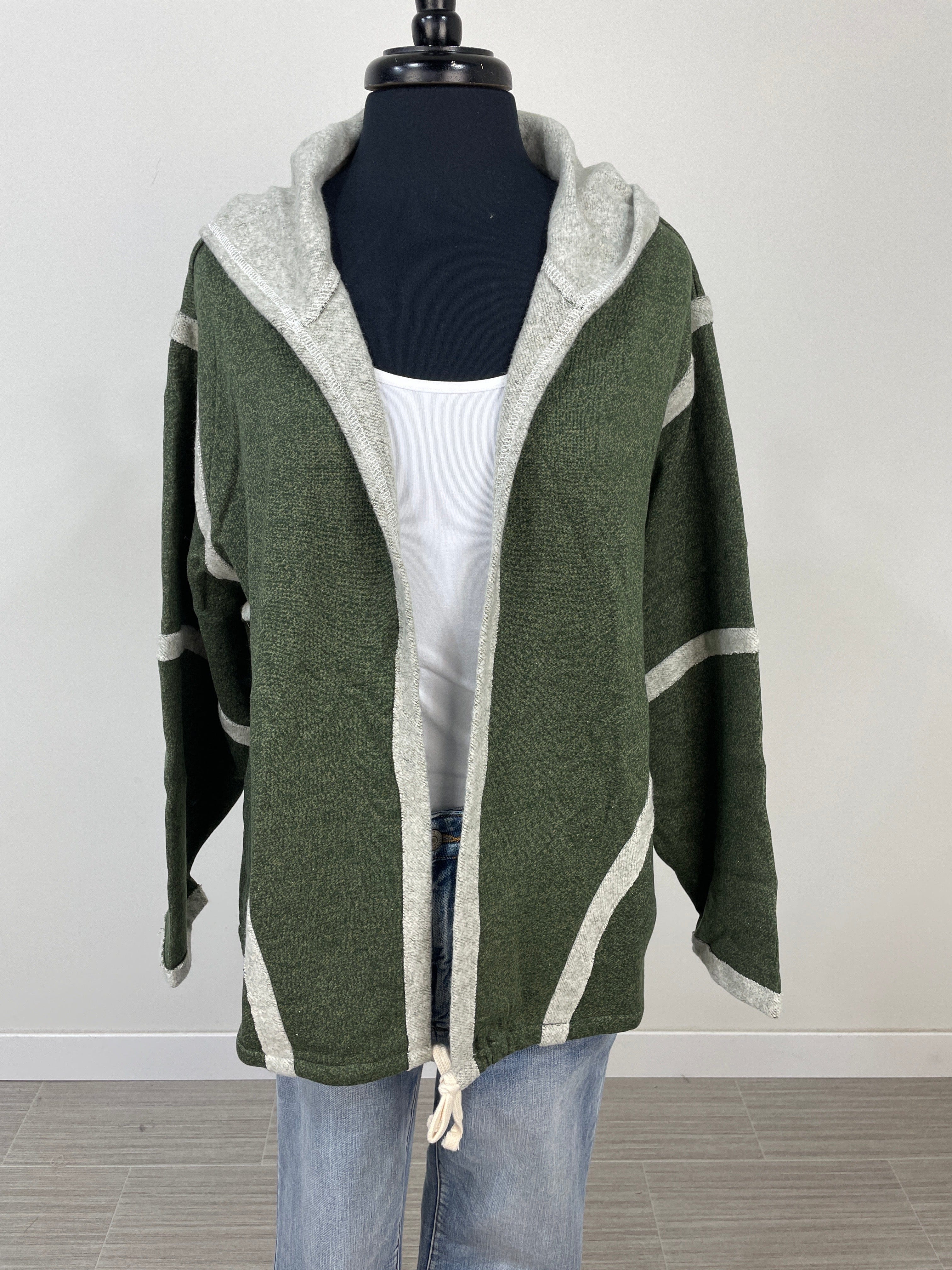 Green Cozy Hooded Cardigan