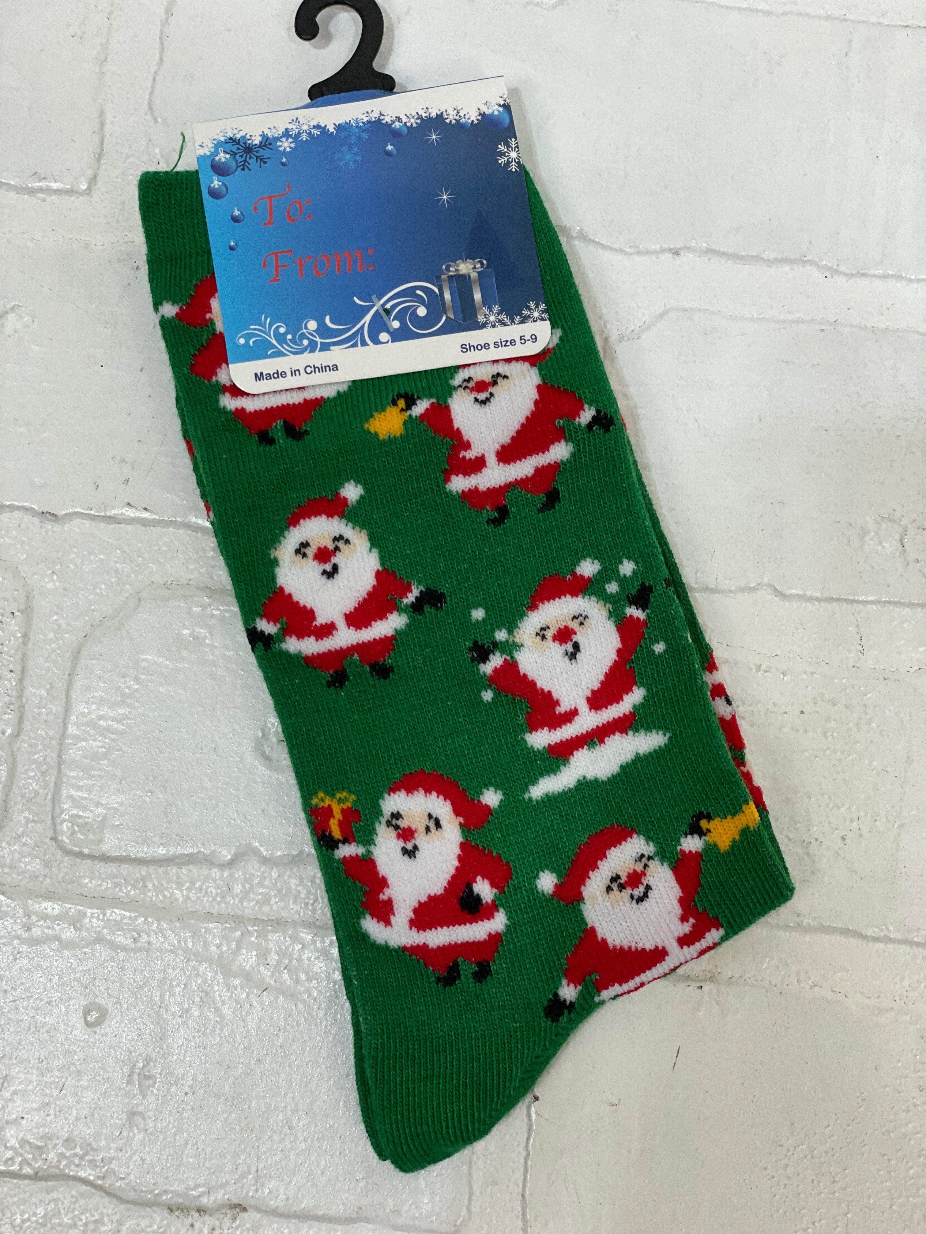 Green & Santas Socks