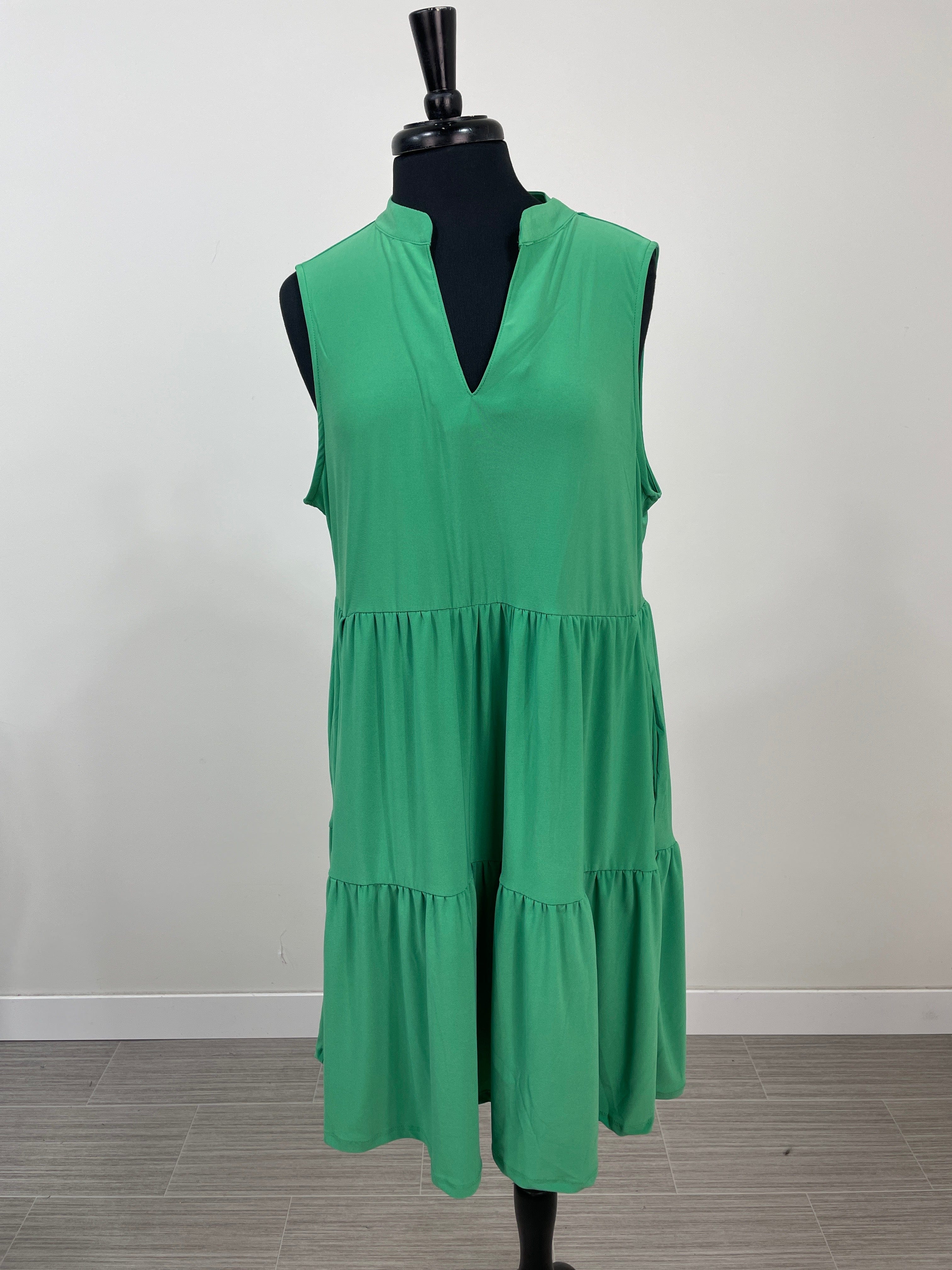 Kelly Green Tiered Tank Dress