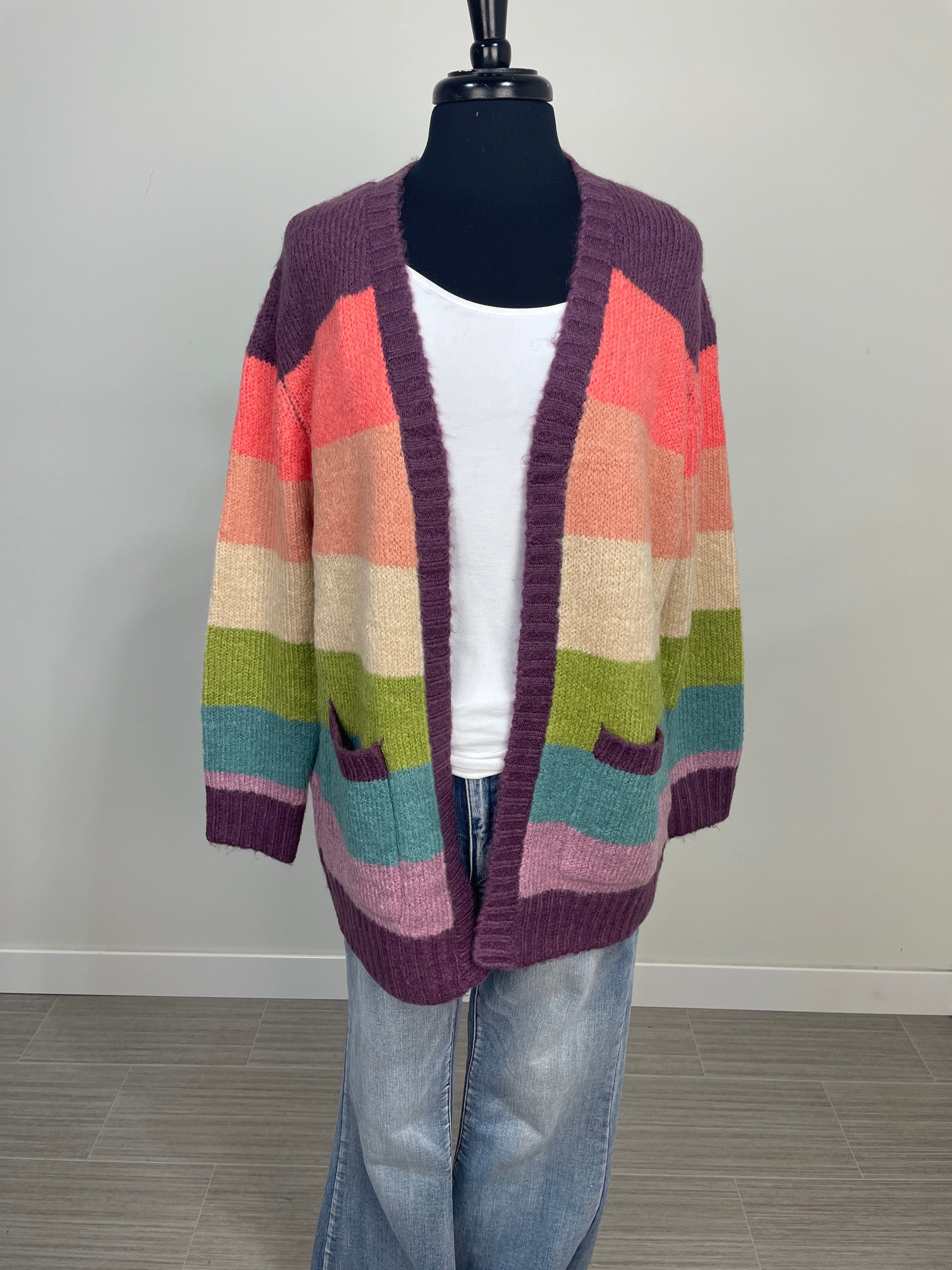Plum & Orange Rainbow Cardigan