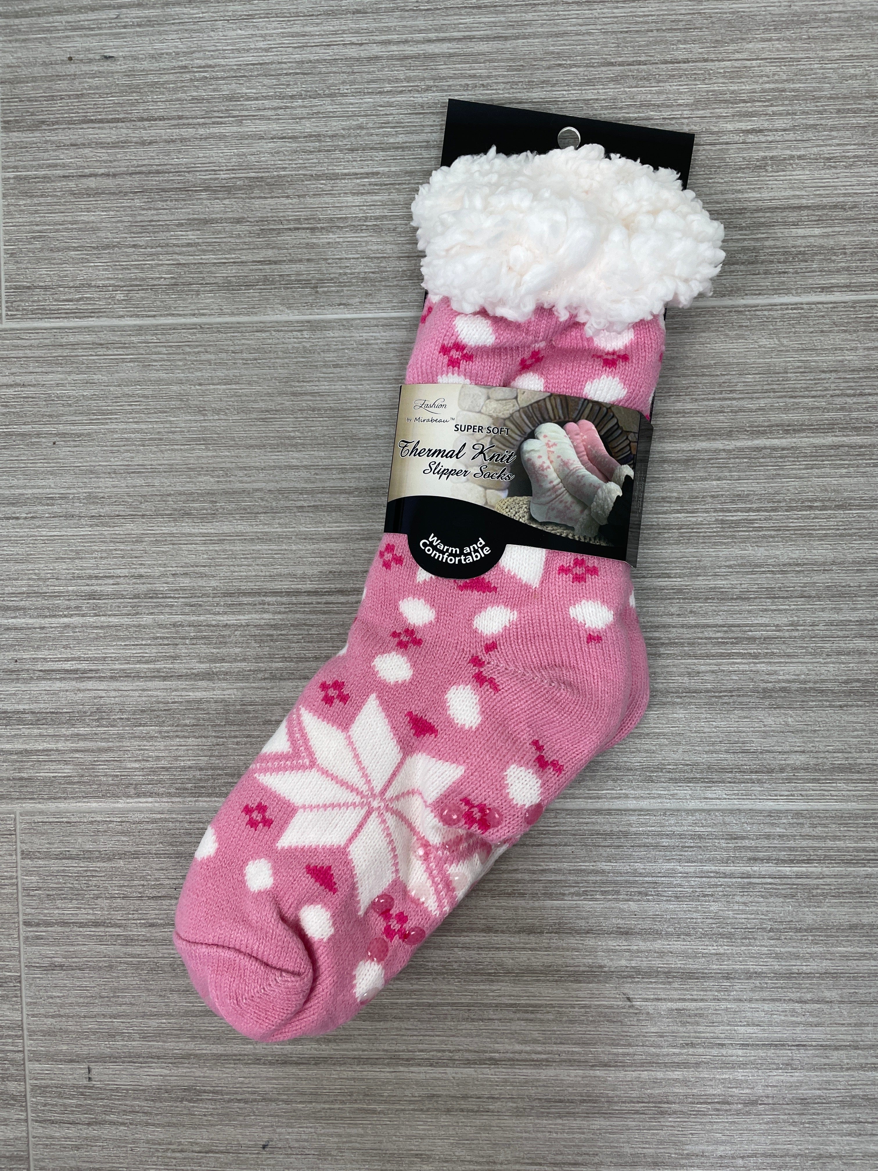 Hot Pink Snowflake Thermal Slipper Sock