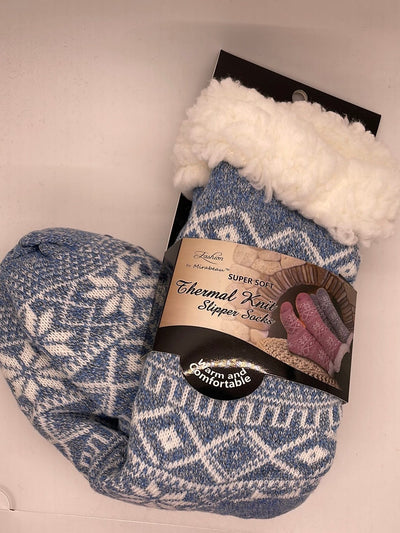 Fair Isle Snowflake Slipper Sock