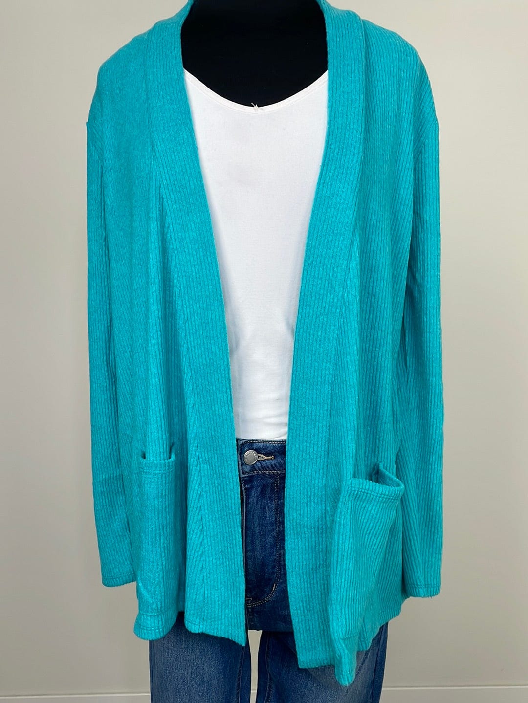Heathered Teal Sweater Cardigan