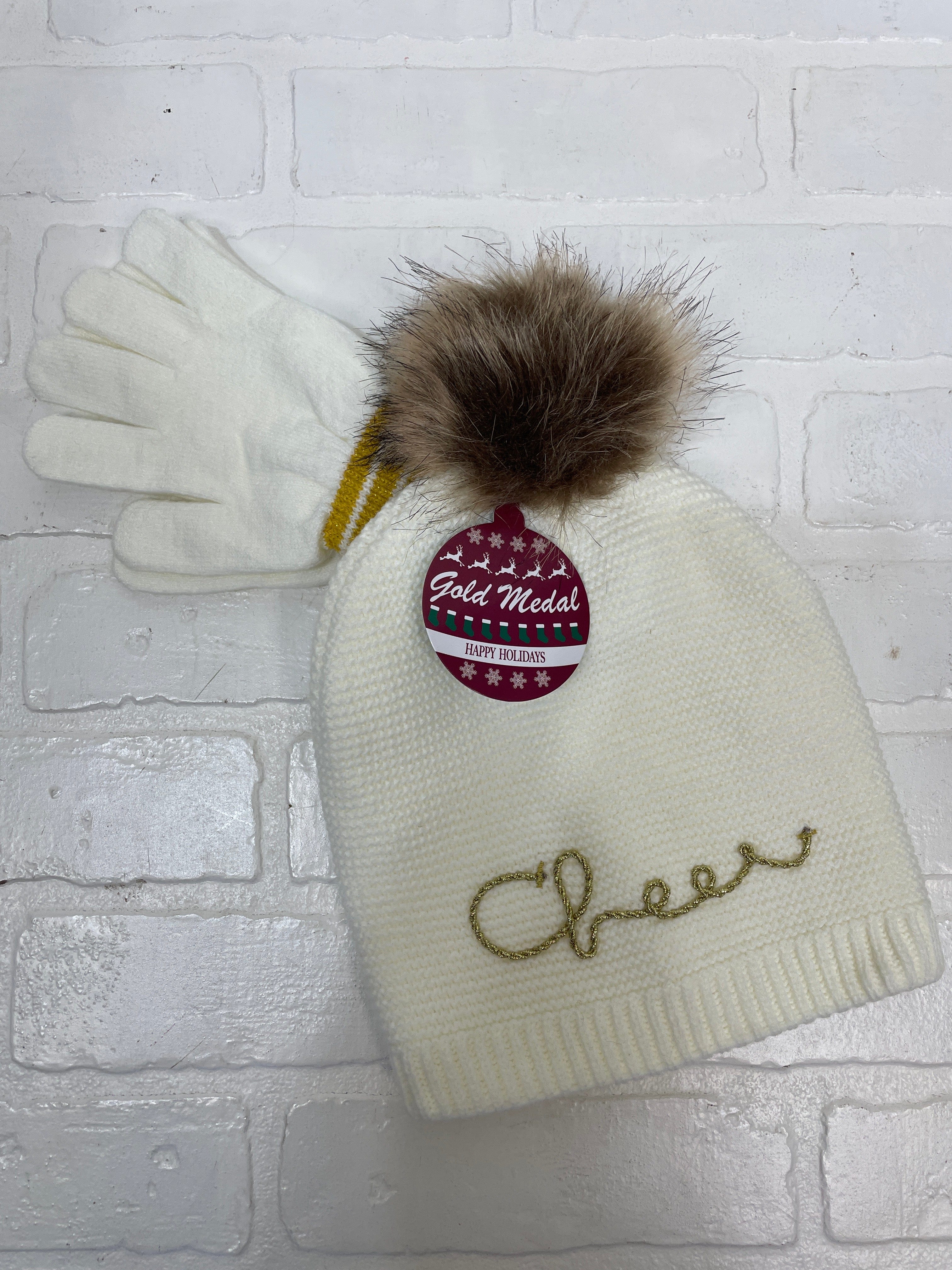 Cheer Ivory Hat & Glove Set