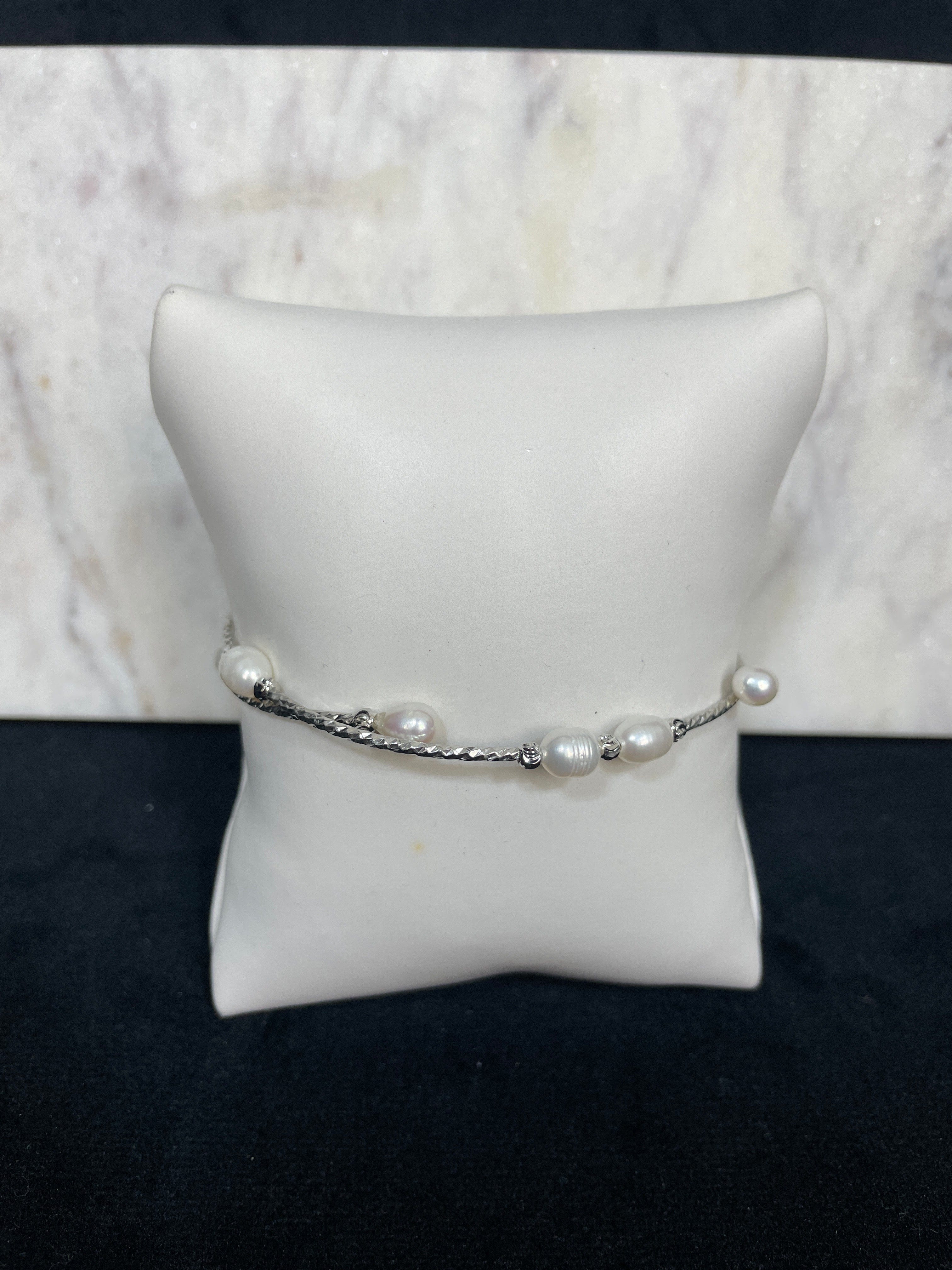 Silver Pearl Wrap Bracelet