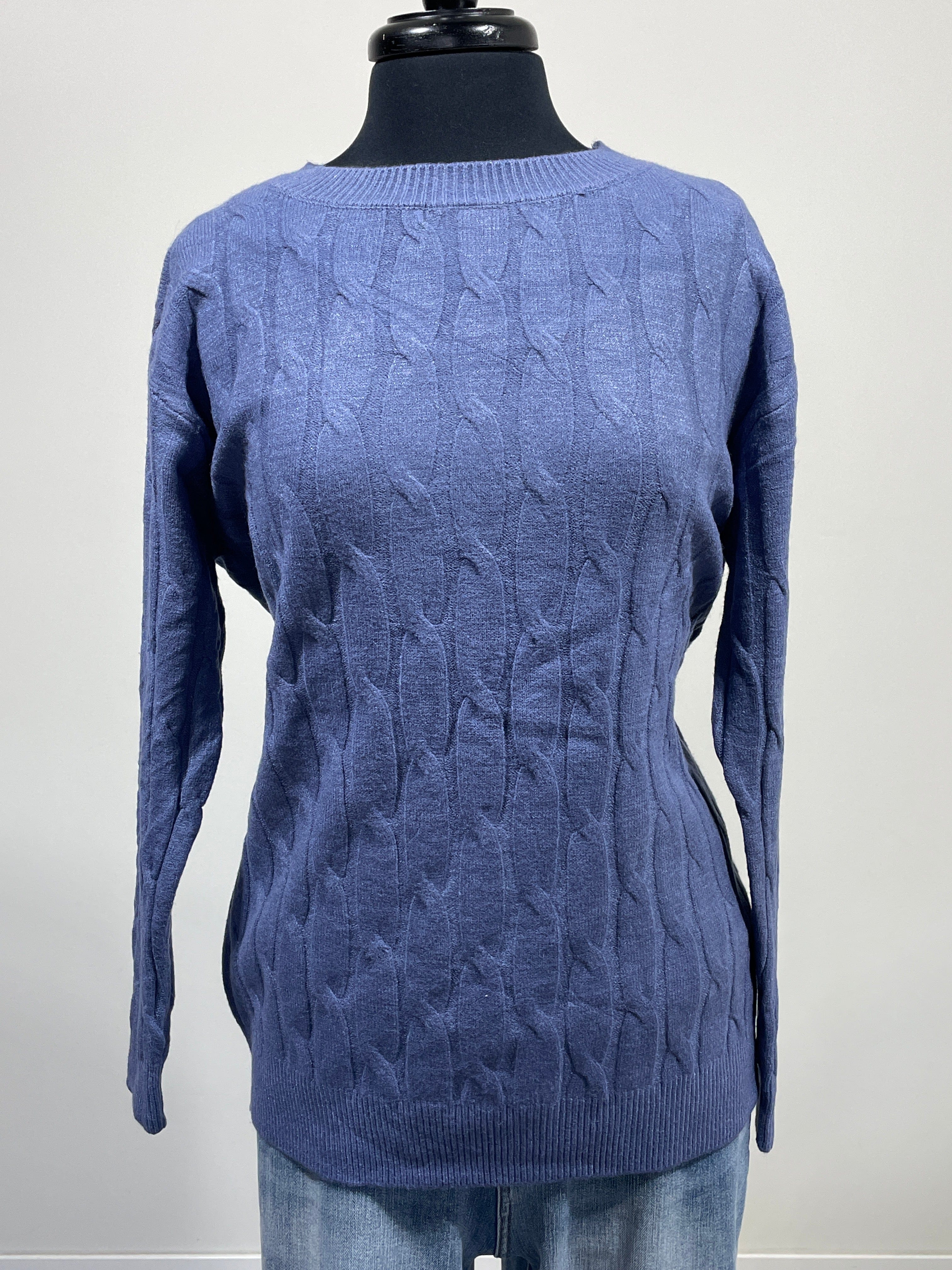 Periwinkle Cable Knit Sweater OS