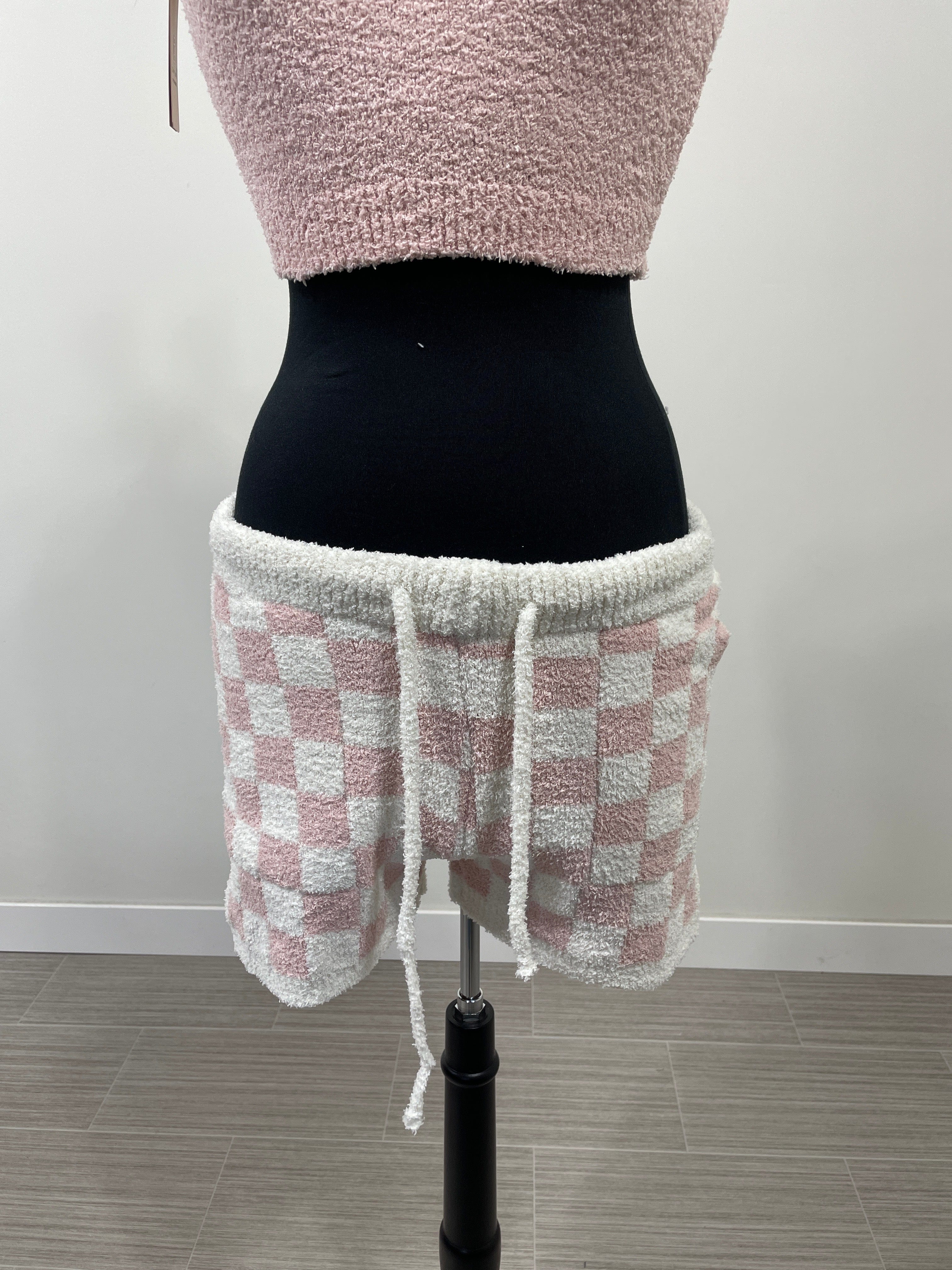 Pink Soft Checkered Shorts