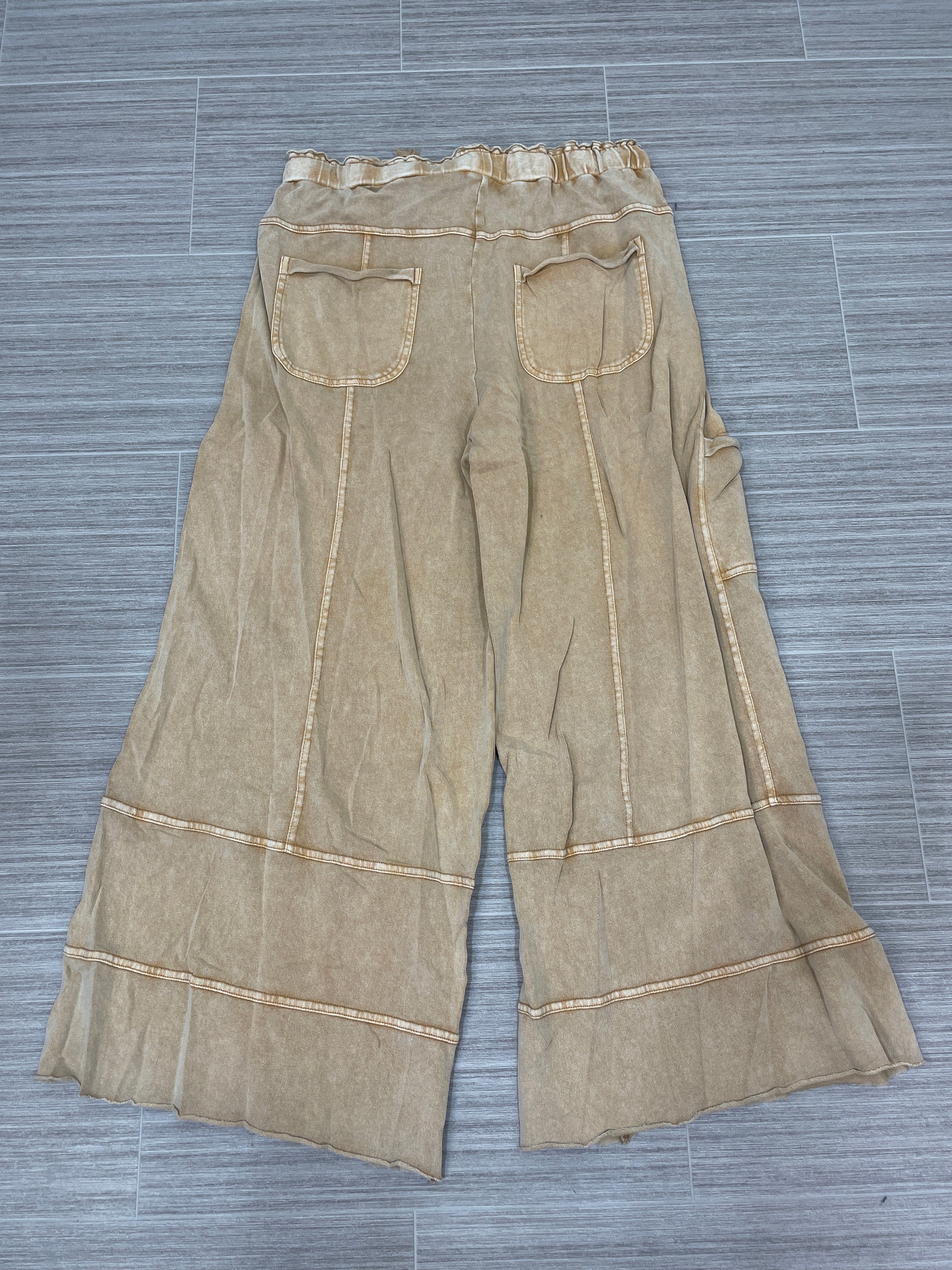 Camel Mineral Washed Wide Leg Pant
