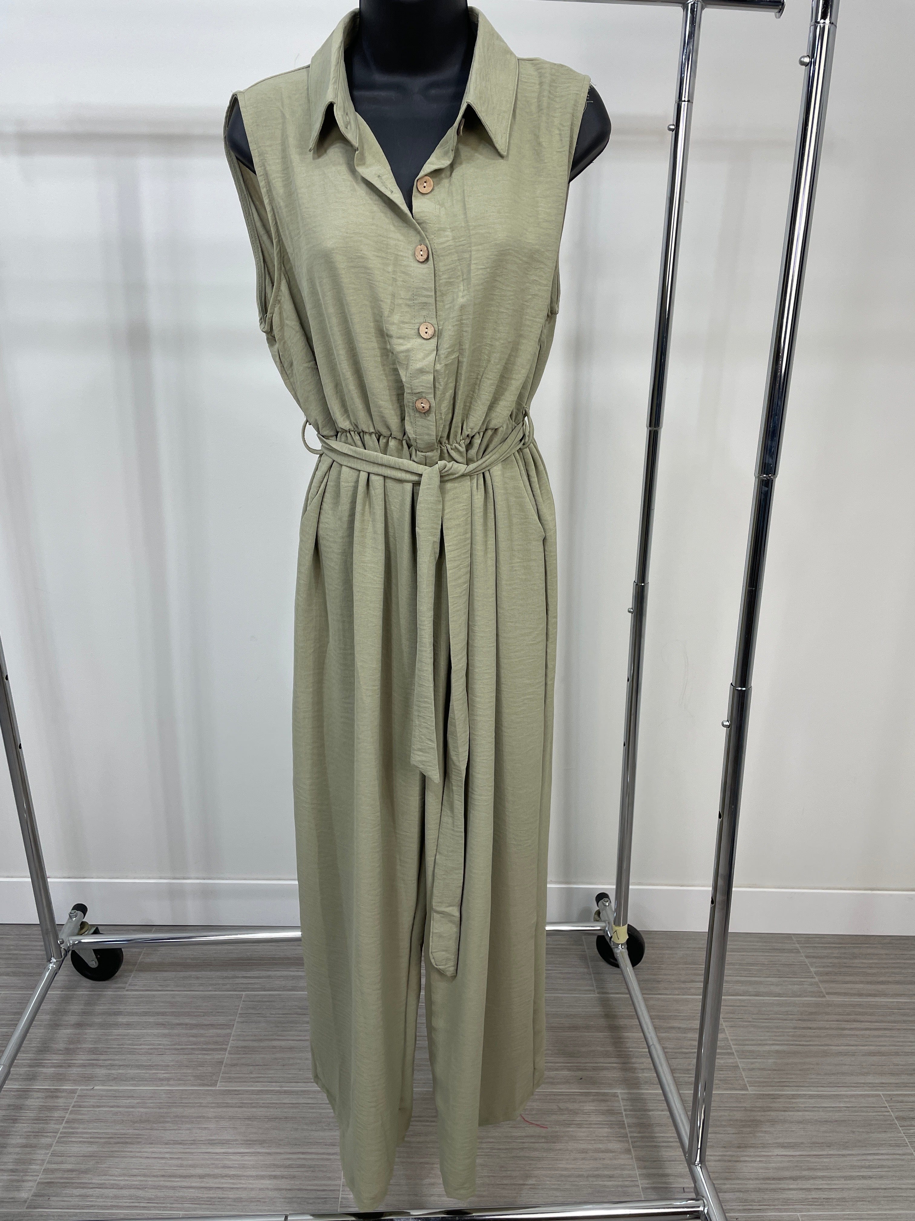 Sage Belted Jumpsuit