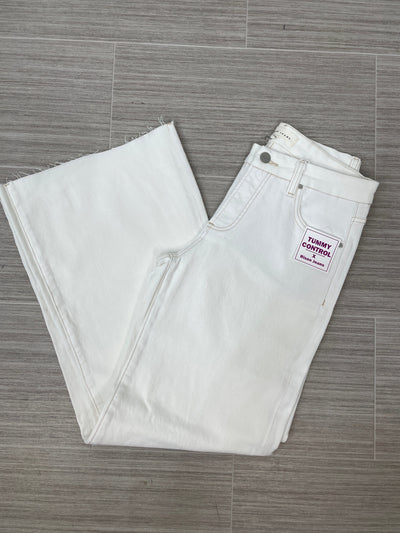 Cream Mid Rise Wide Leg Pant