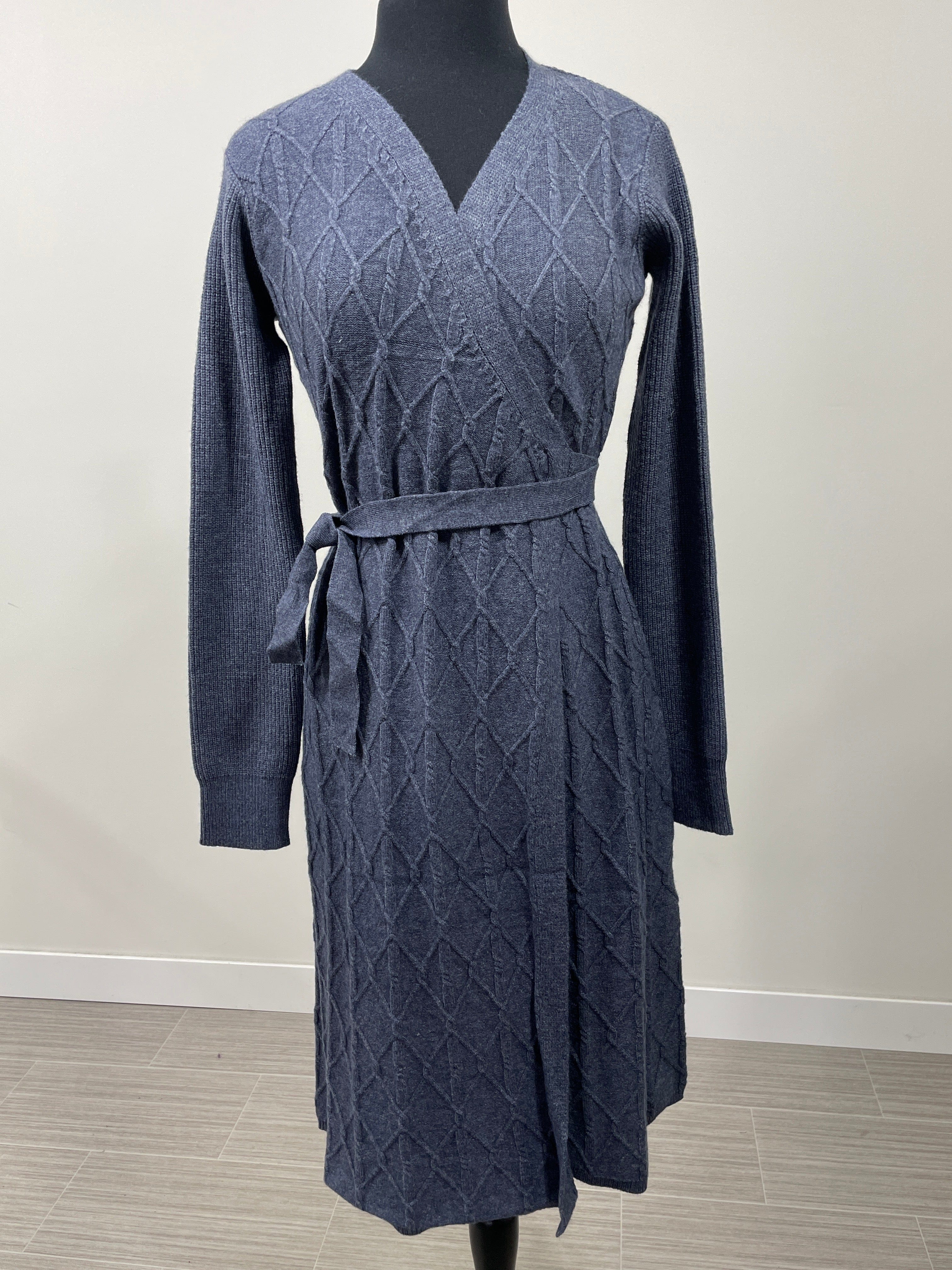 Navy Wrap Sweater Dress