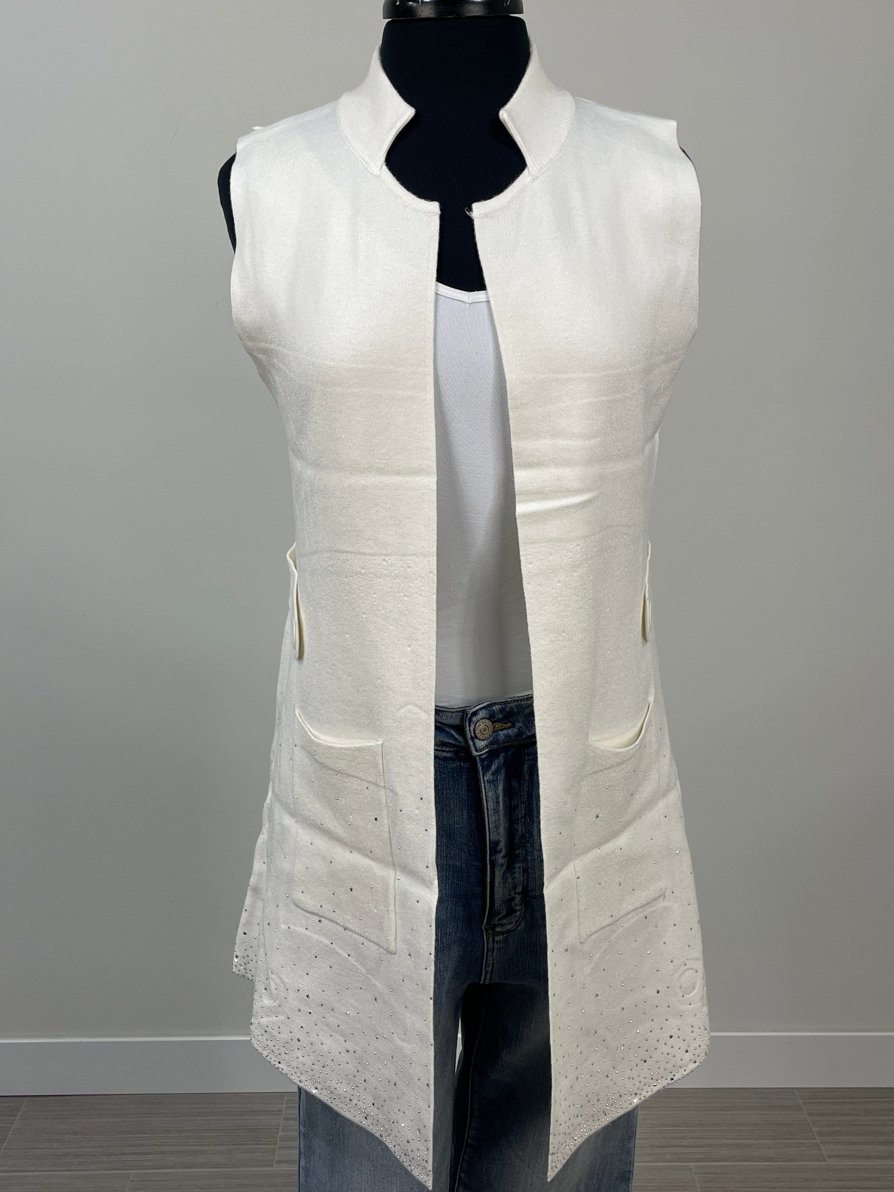 Ivory Studded Sweater Vest