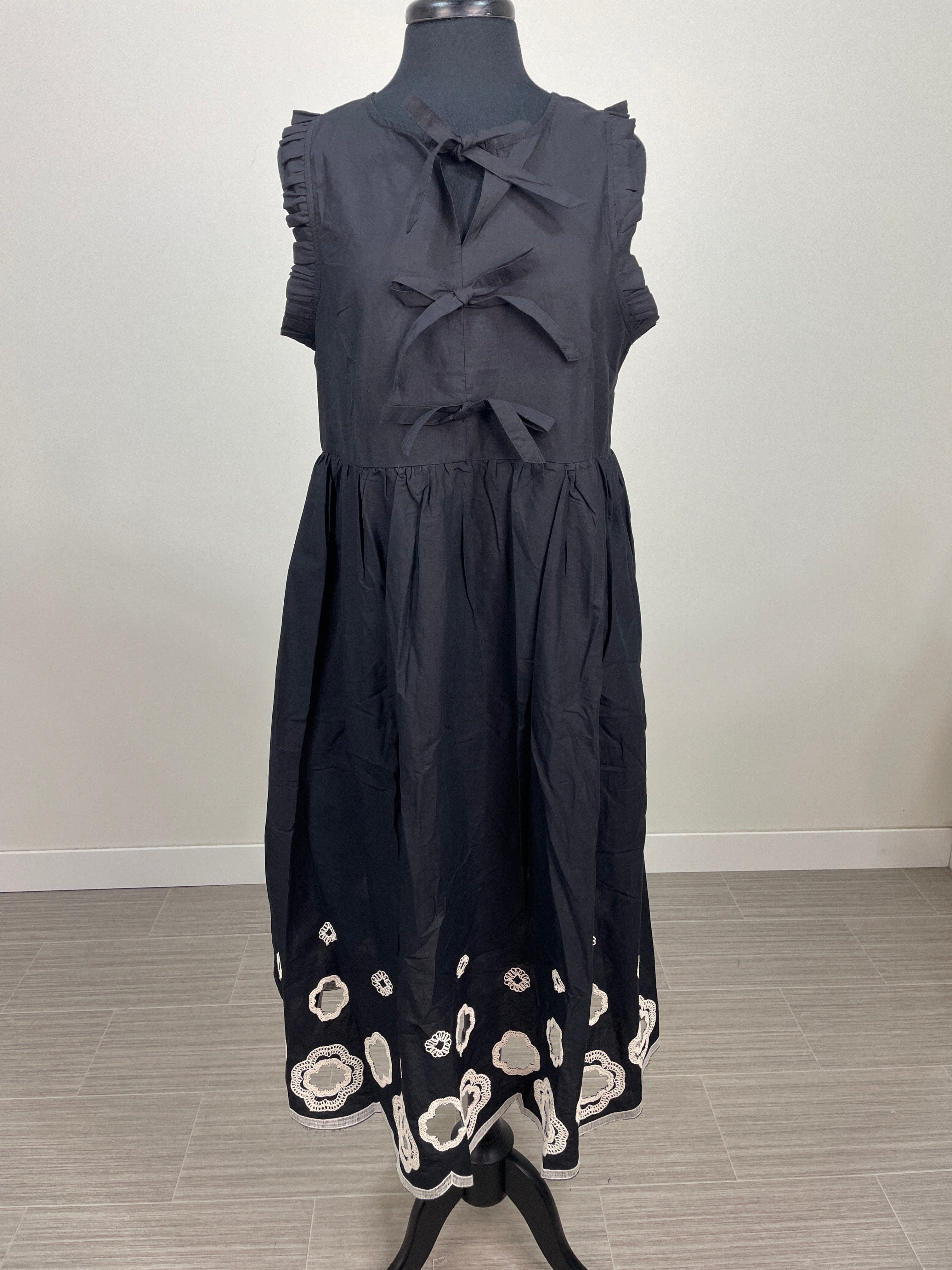 Black Bow & Crochet Dress