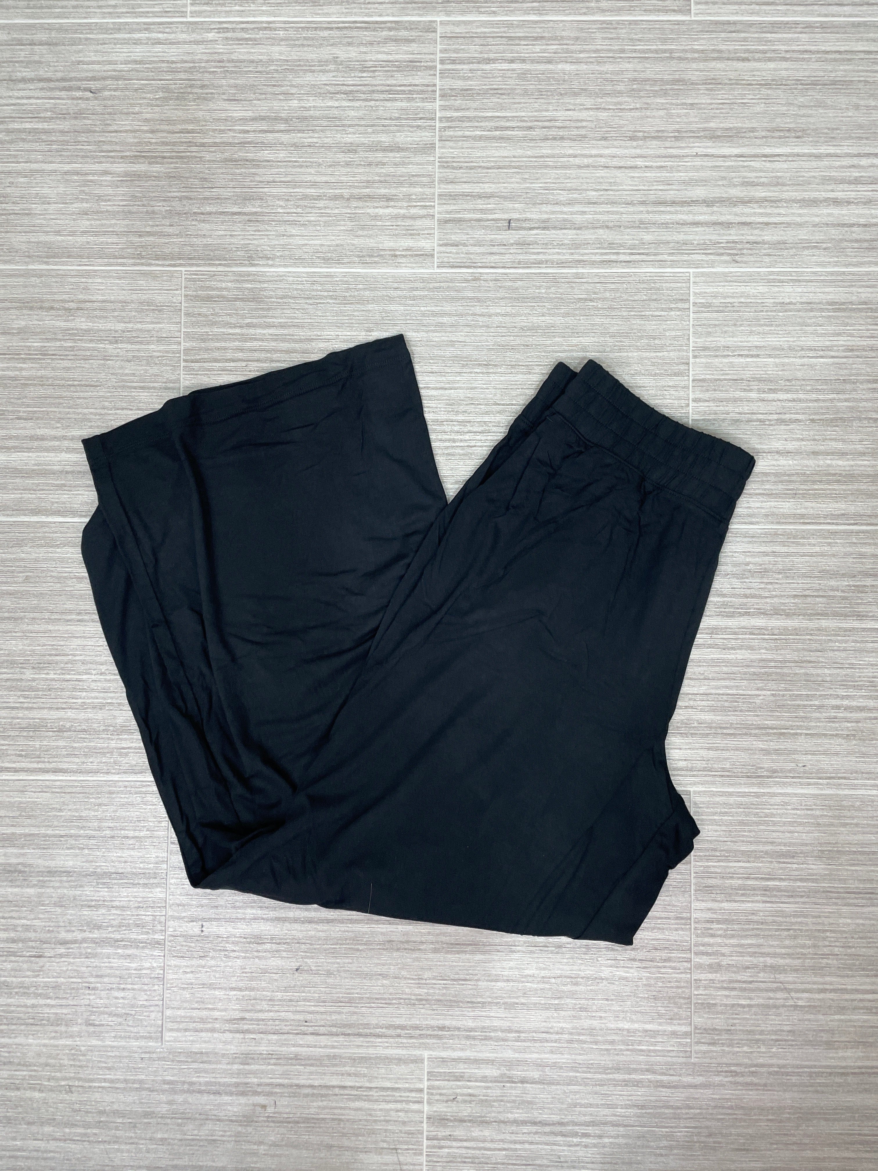 Black Viscose Modal Cropped Wide Leg Pant