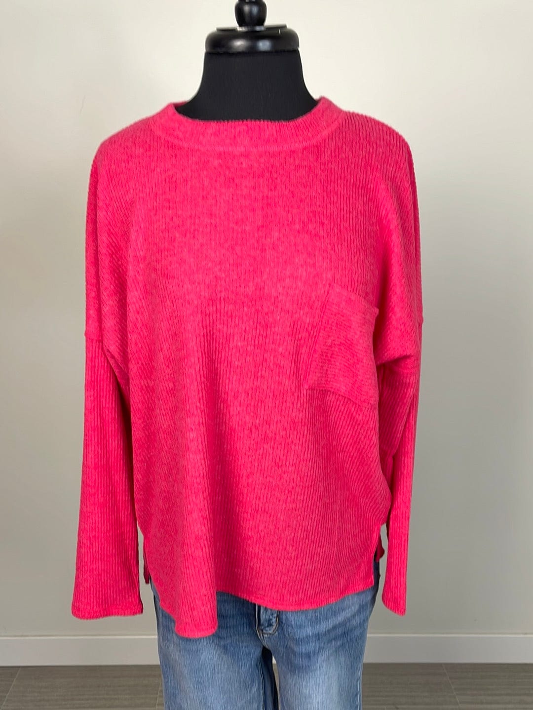 Viva Magenta Ribbed Hacci Sweater