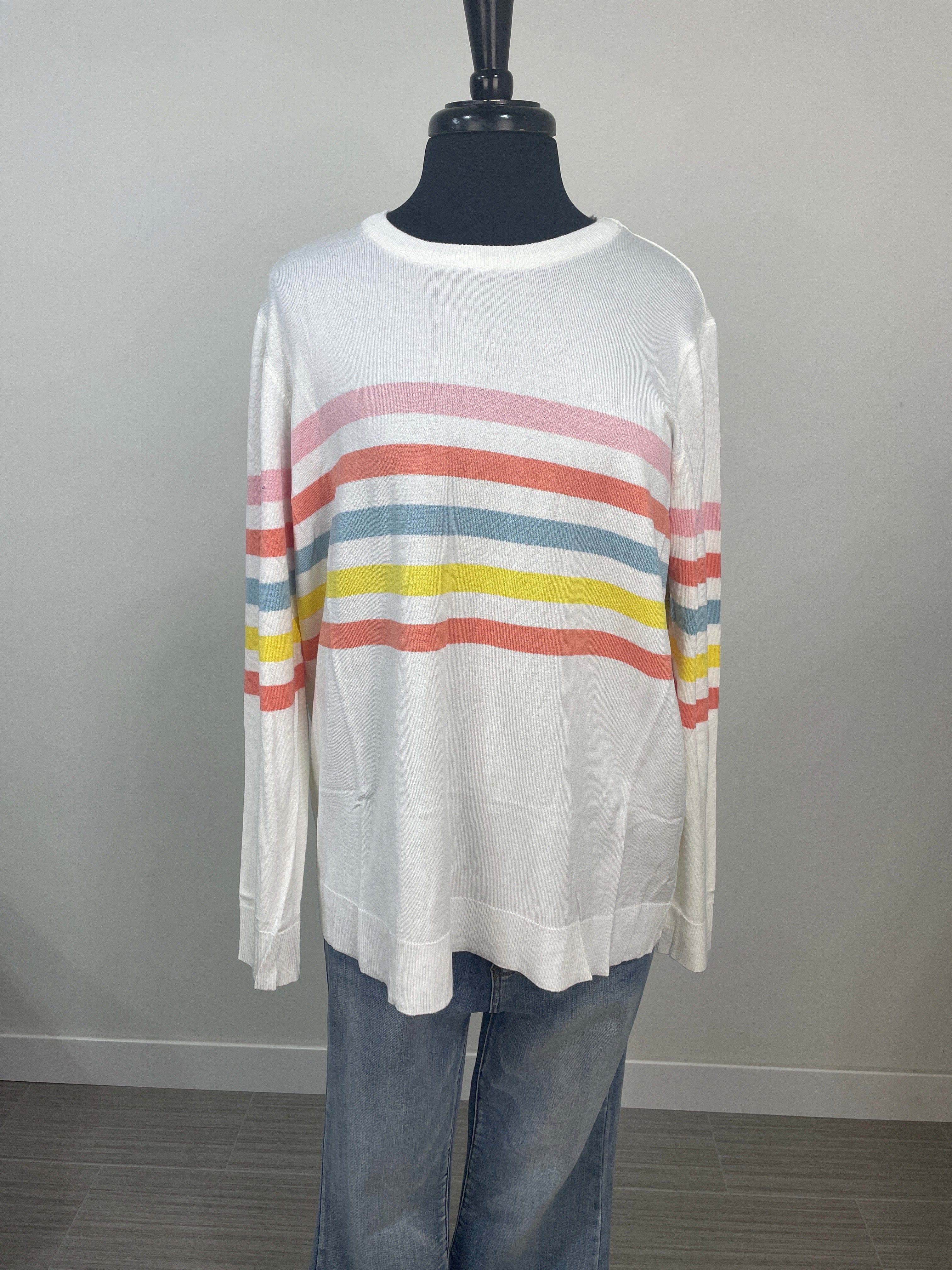 Ivory Multi Colorblock Stripe Top