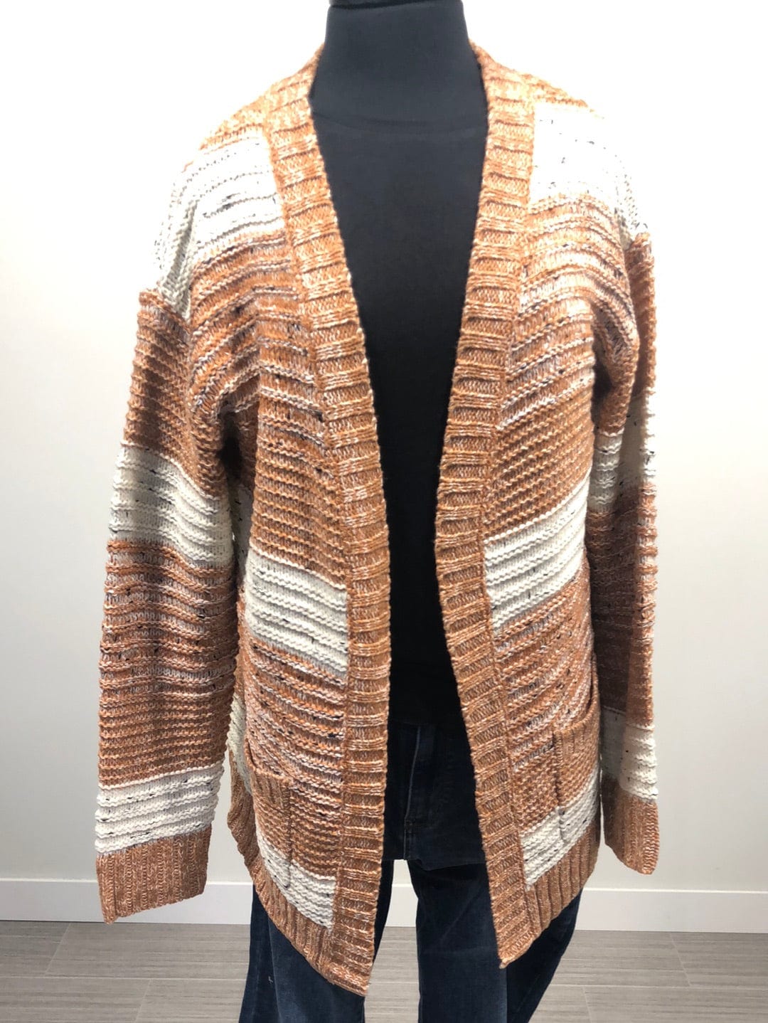 Rust & Ivory Stripe Knit Cardigan