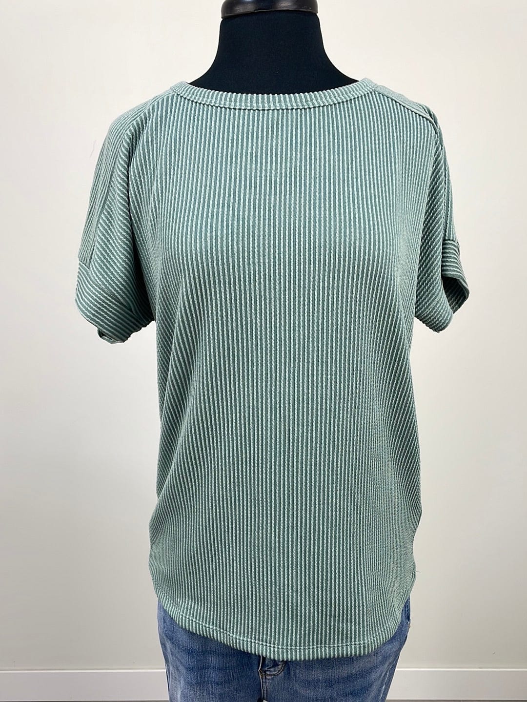 Sage Texture Rib Top