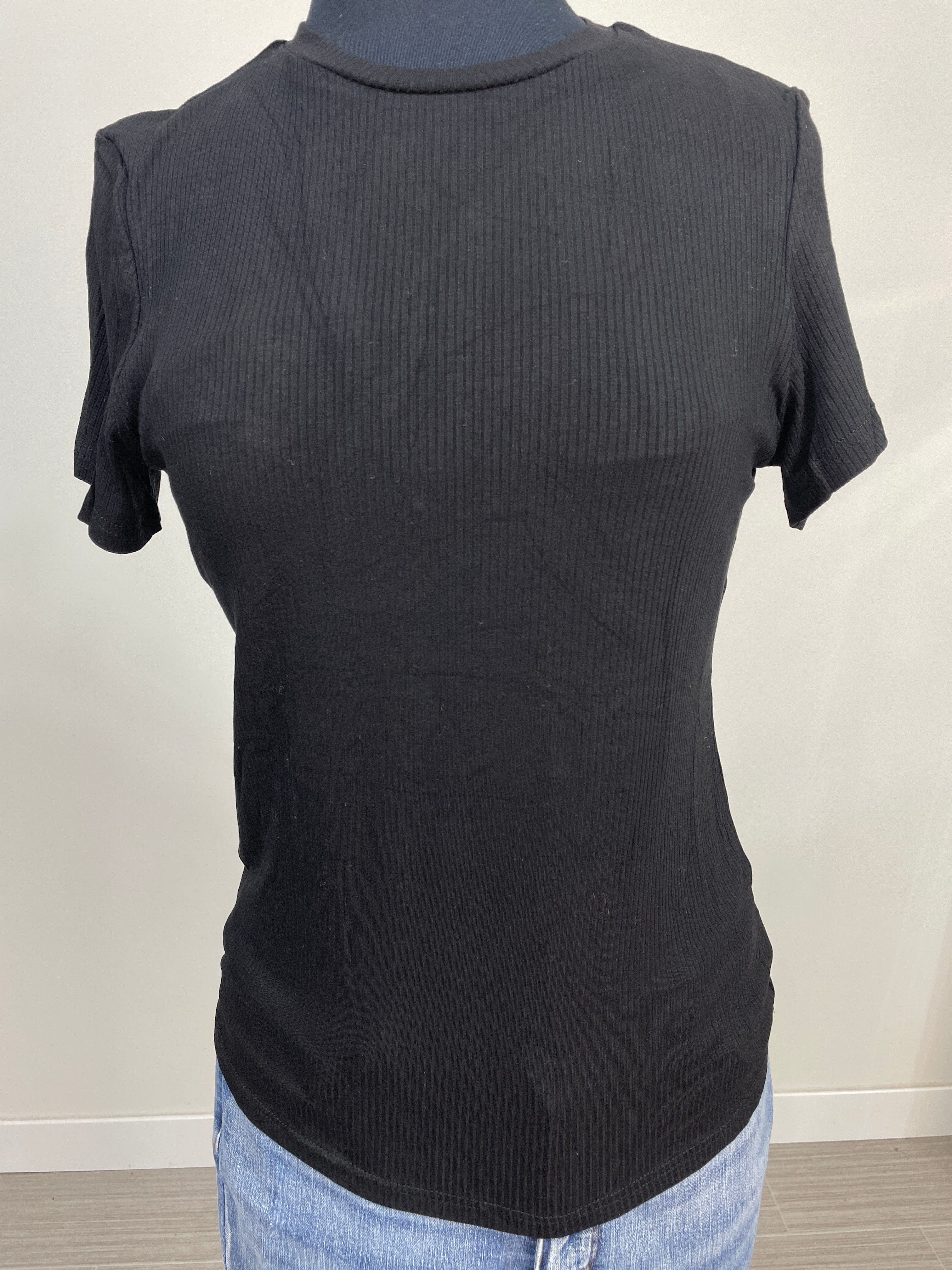 Black Shortsleeve Ribbed Tee
