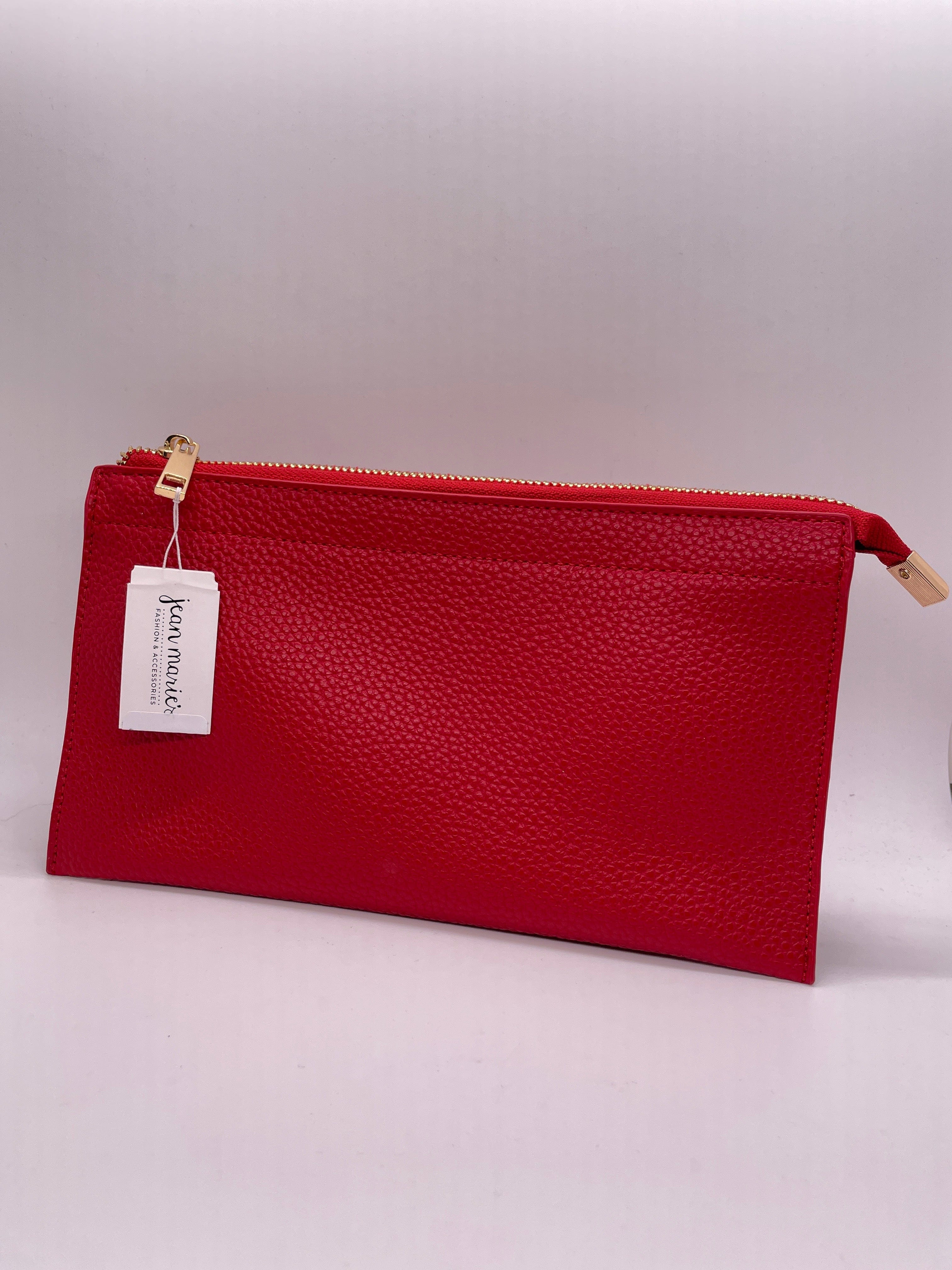 Red Luxe Wallet Wristlet with Shoulder Strap