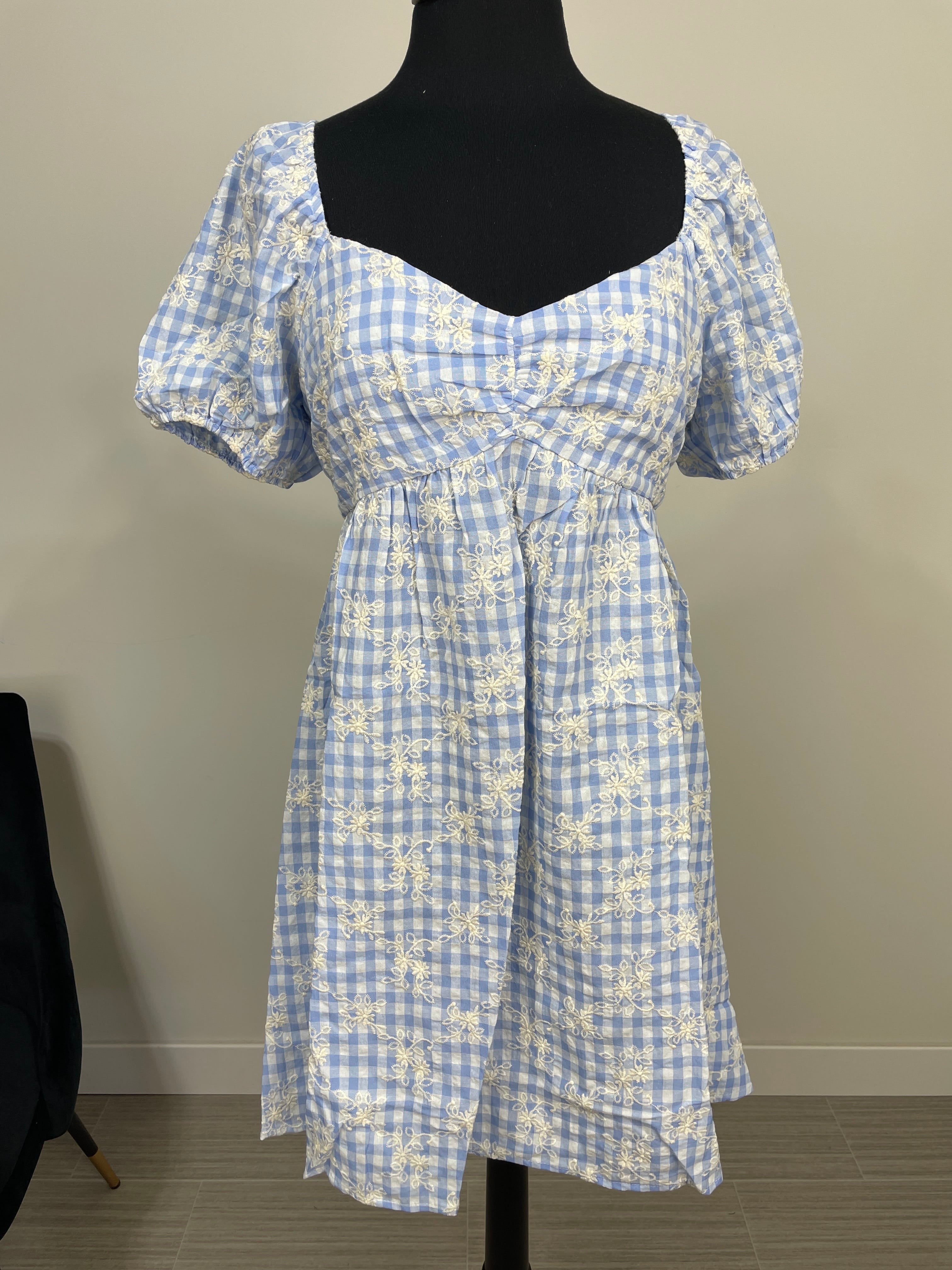 Blue Gingham Mini Dress