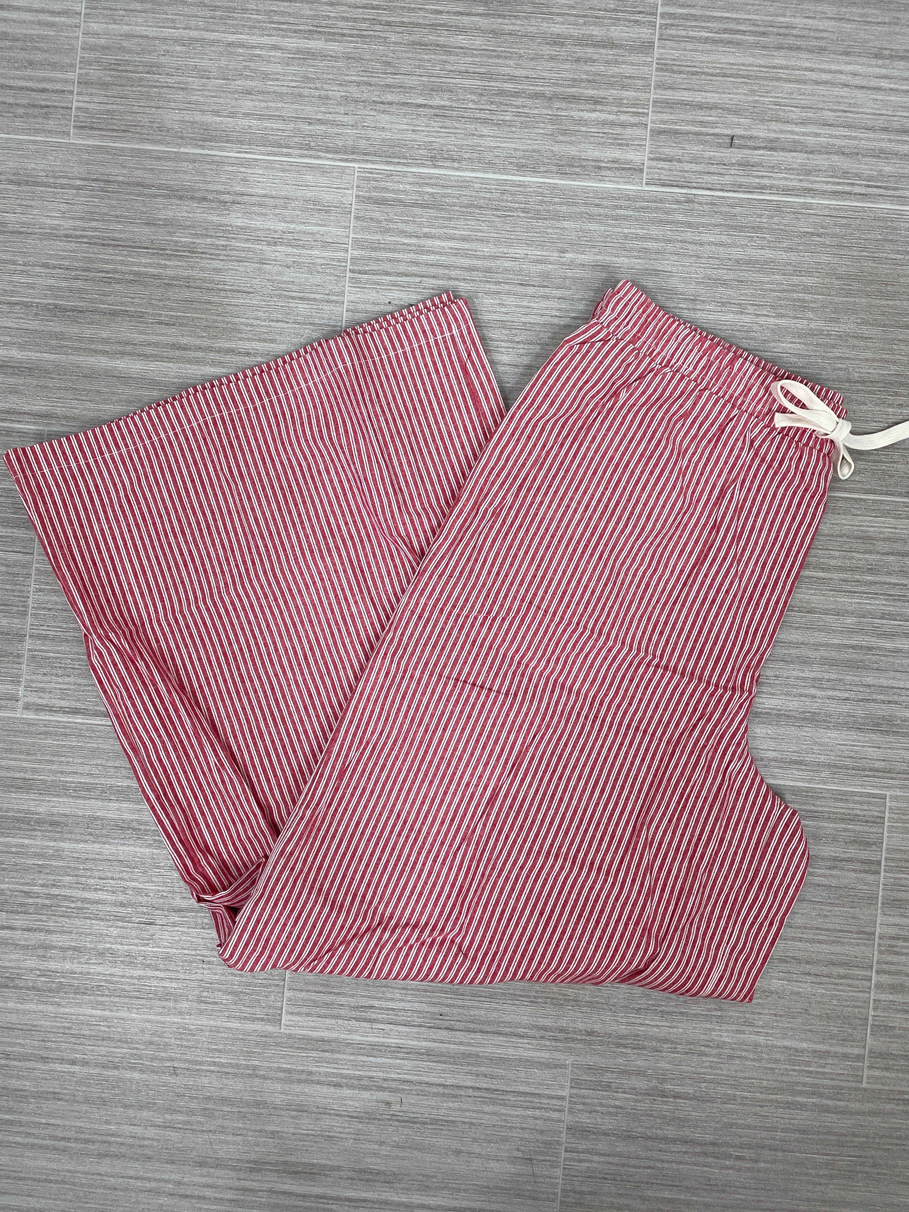 Red Pinstripe Wide Leg Pants
