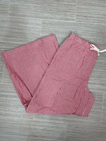 Red Pinstripe Wide Leg Pants