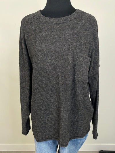 Black Ribbed Hacci Sweater