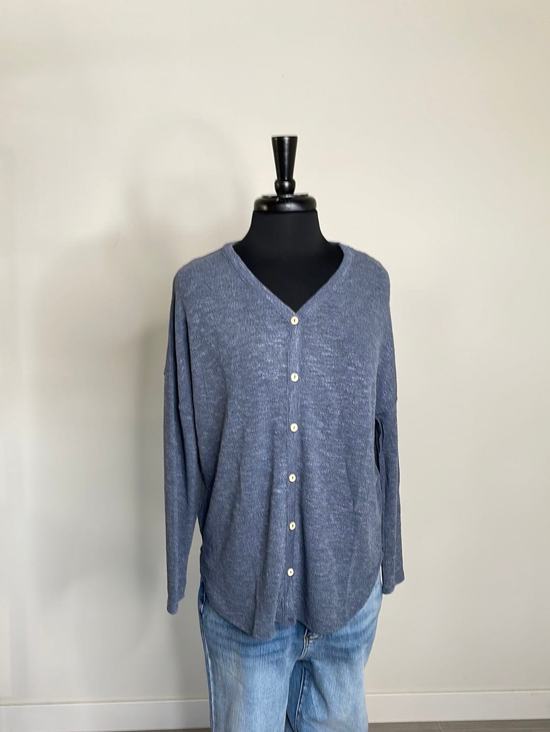 Indigo Button Detailed Tunic Top