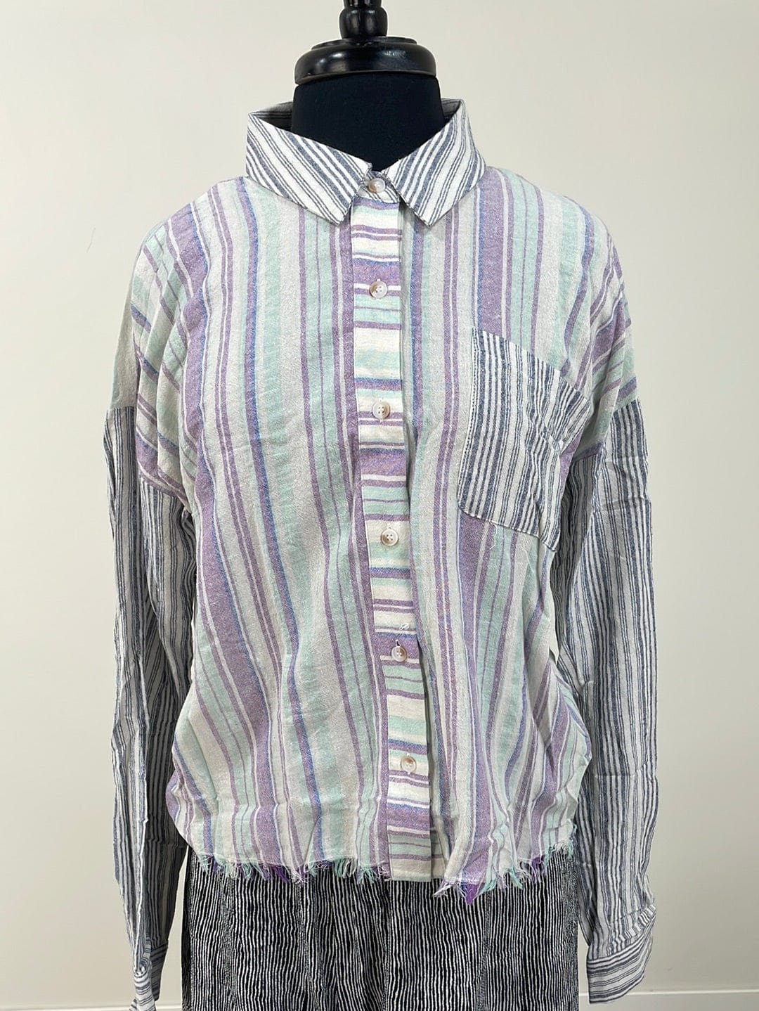 Grape Stripe Vintage Crop Shirt