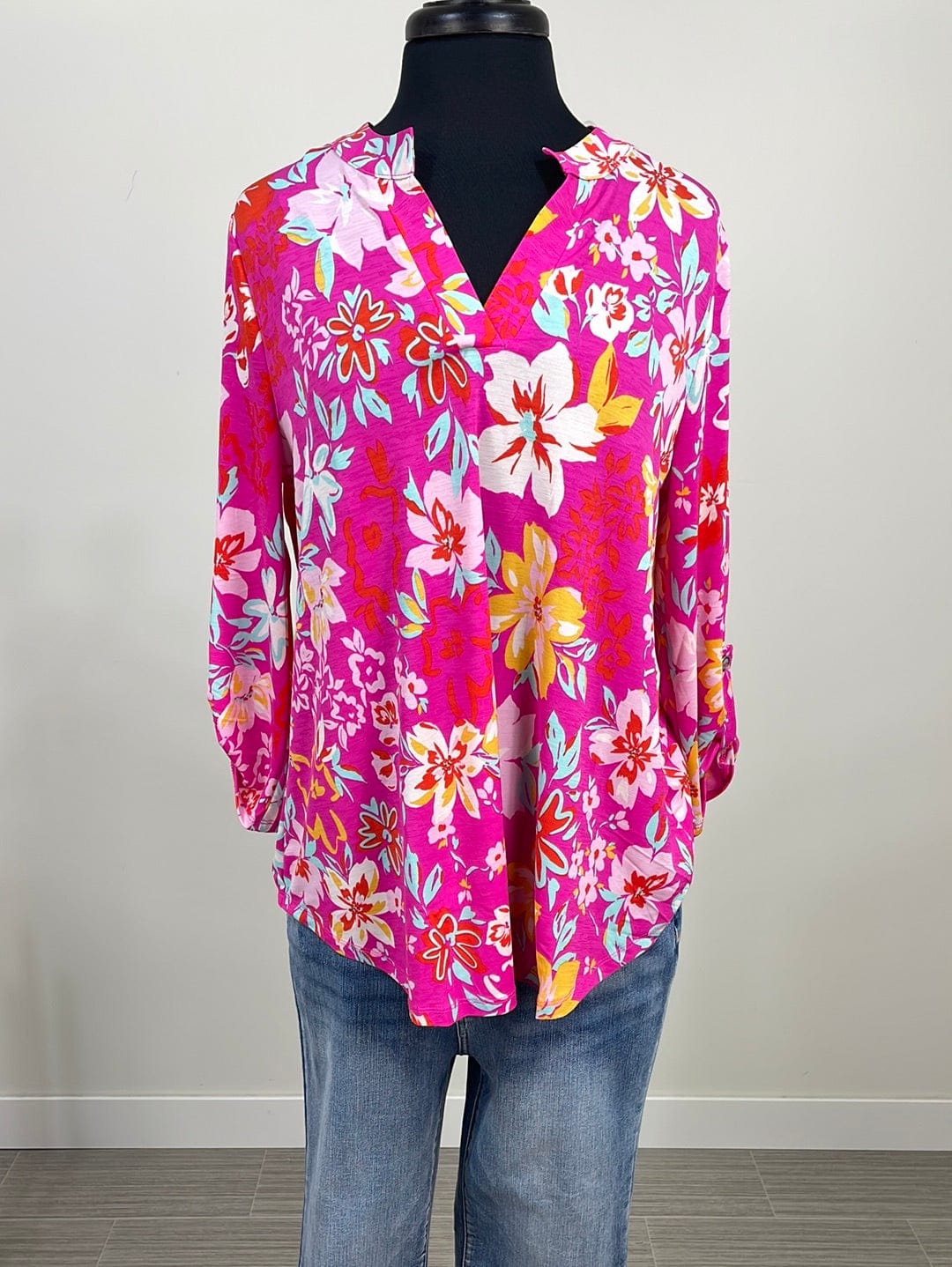 Hot Pink Floral Lizzy Top