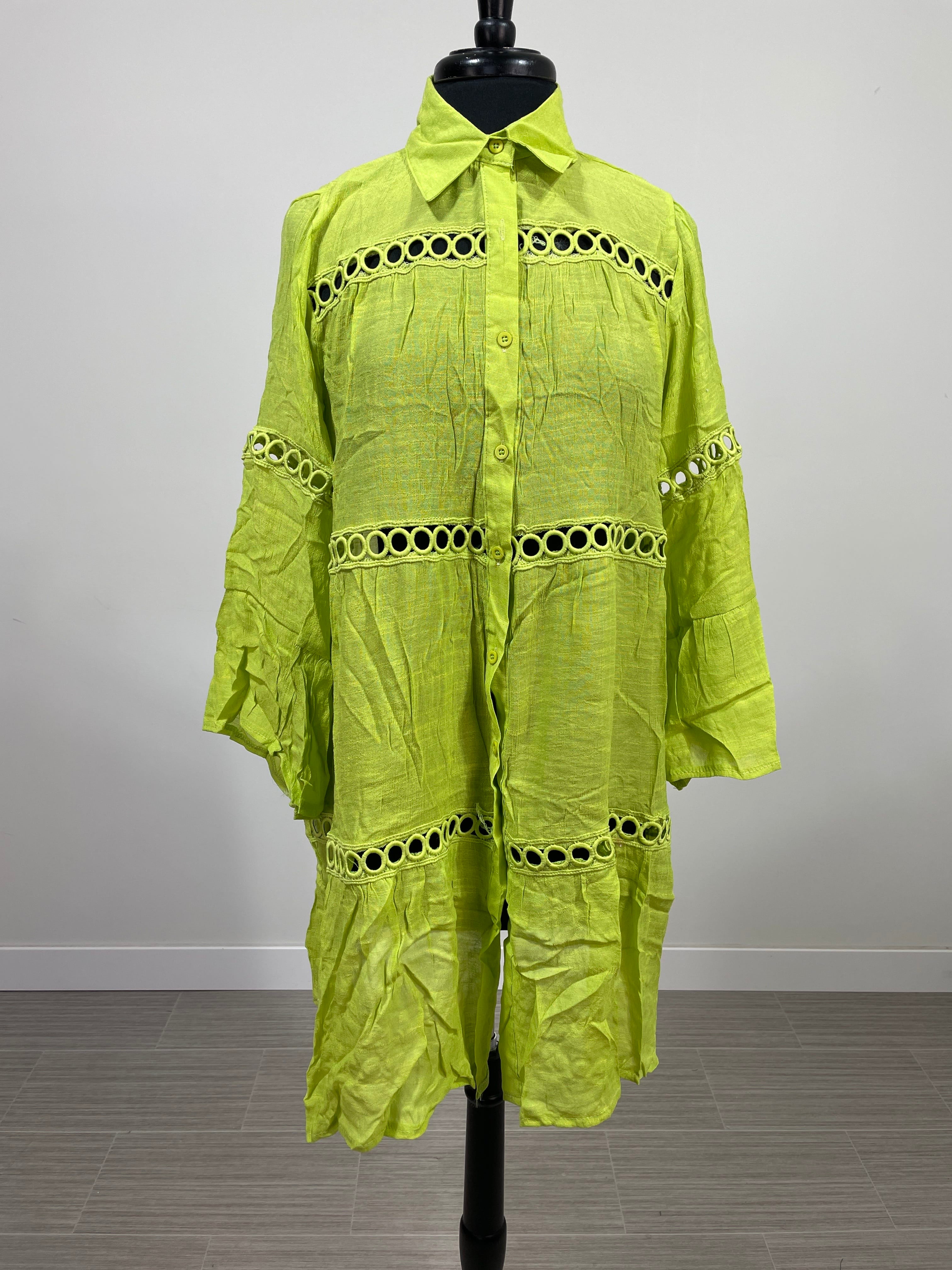 Lime Gauze Dolman Flowy Coverup