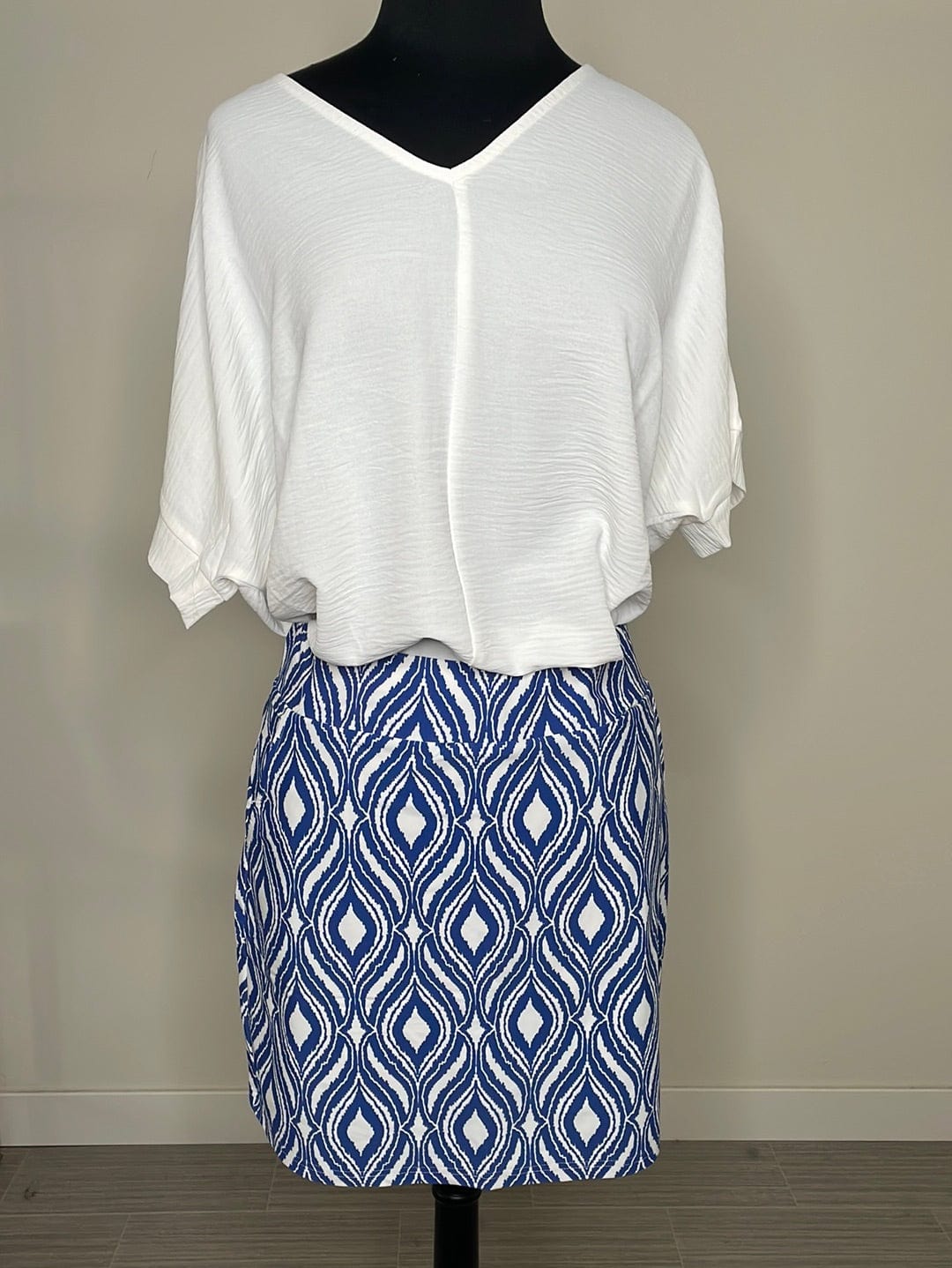 Blue & White Patterned UPF 50+ Skort