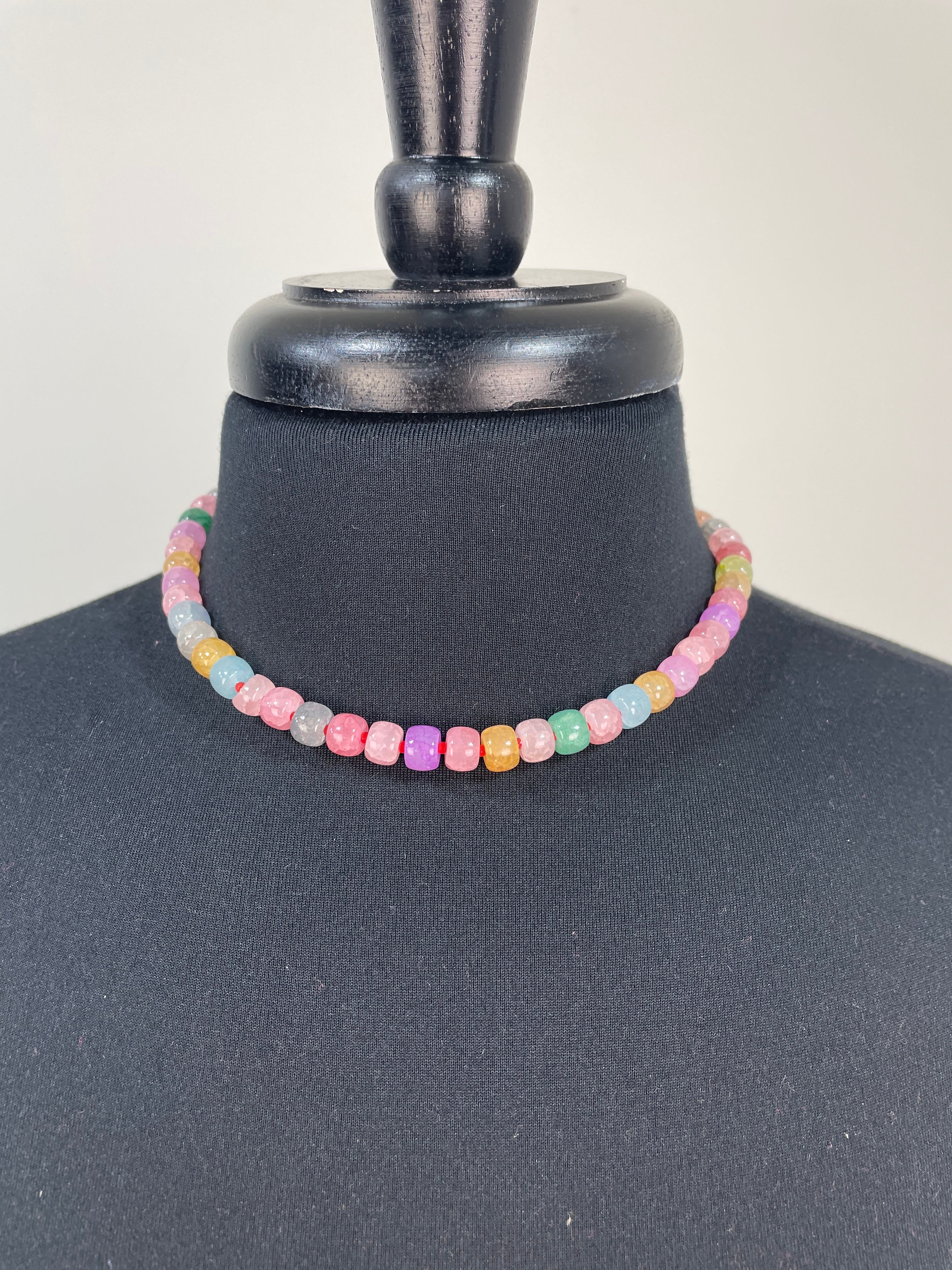 Multi Pastel Marble Beaded Necklace