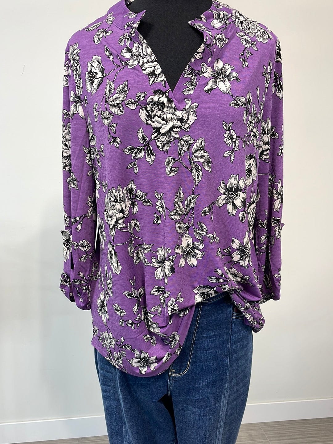 Purple w/Ivory Lilies Lizzy Top