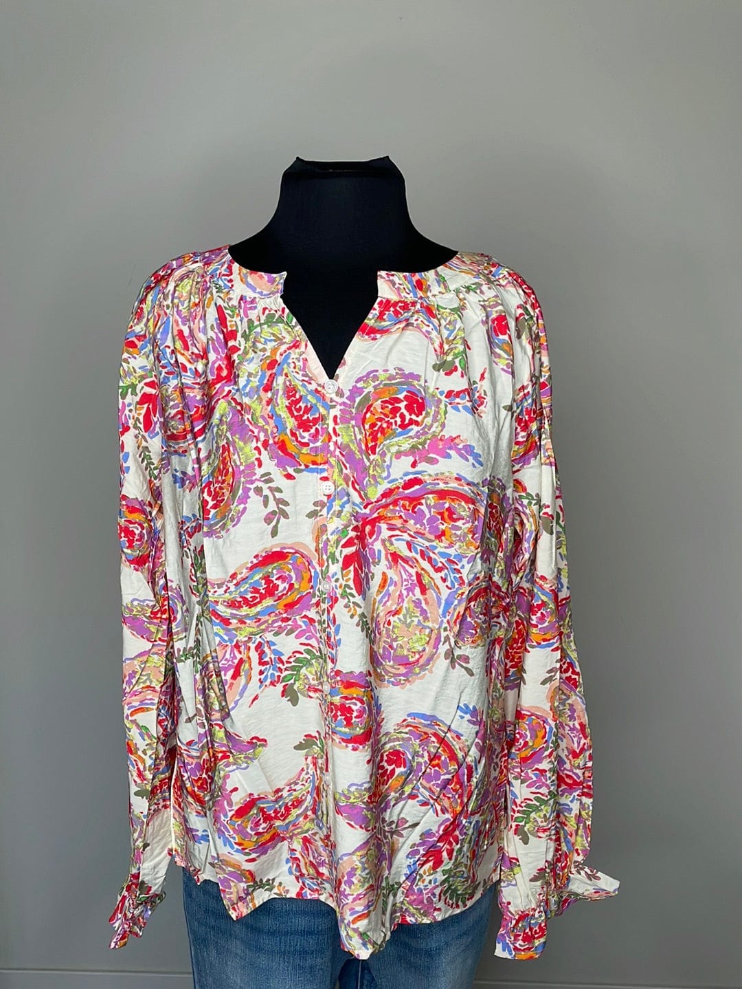 Ivory & Paisley Button Detail Blouse