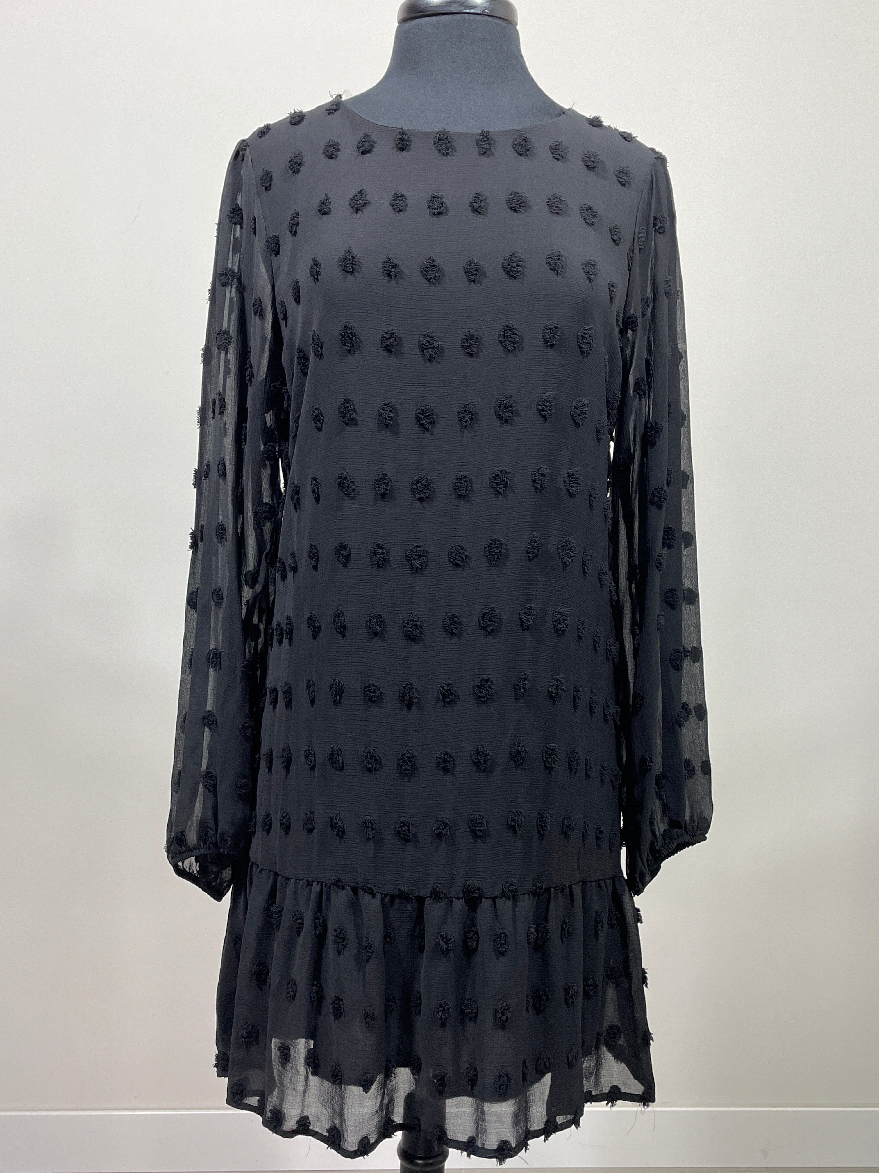 Black Swiss Dot Tunic Dress