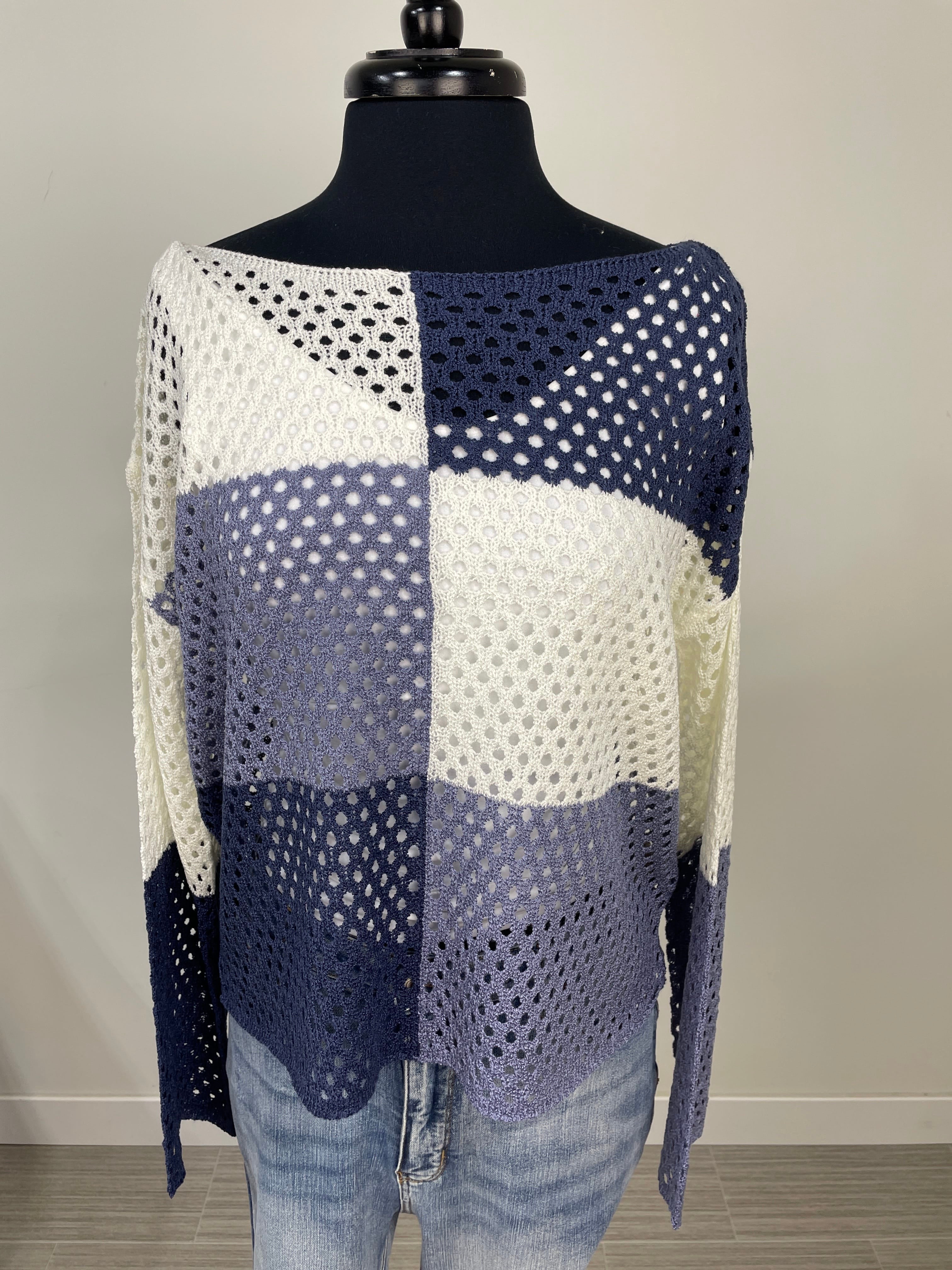 Blue Color Block Sweater