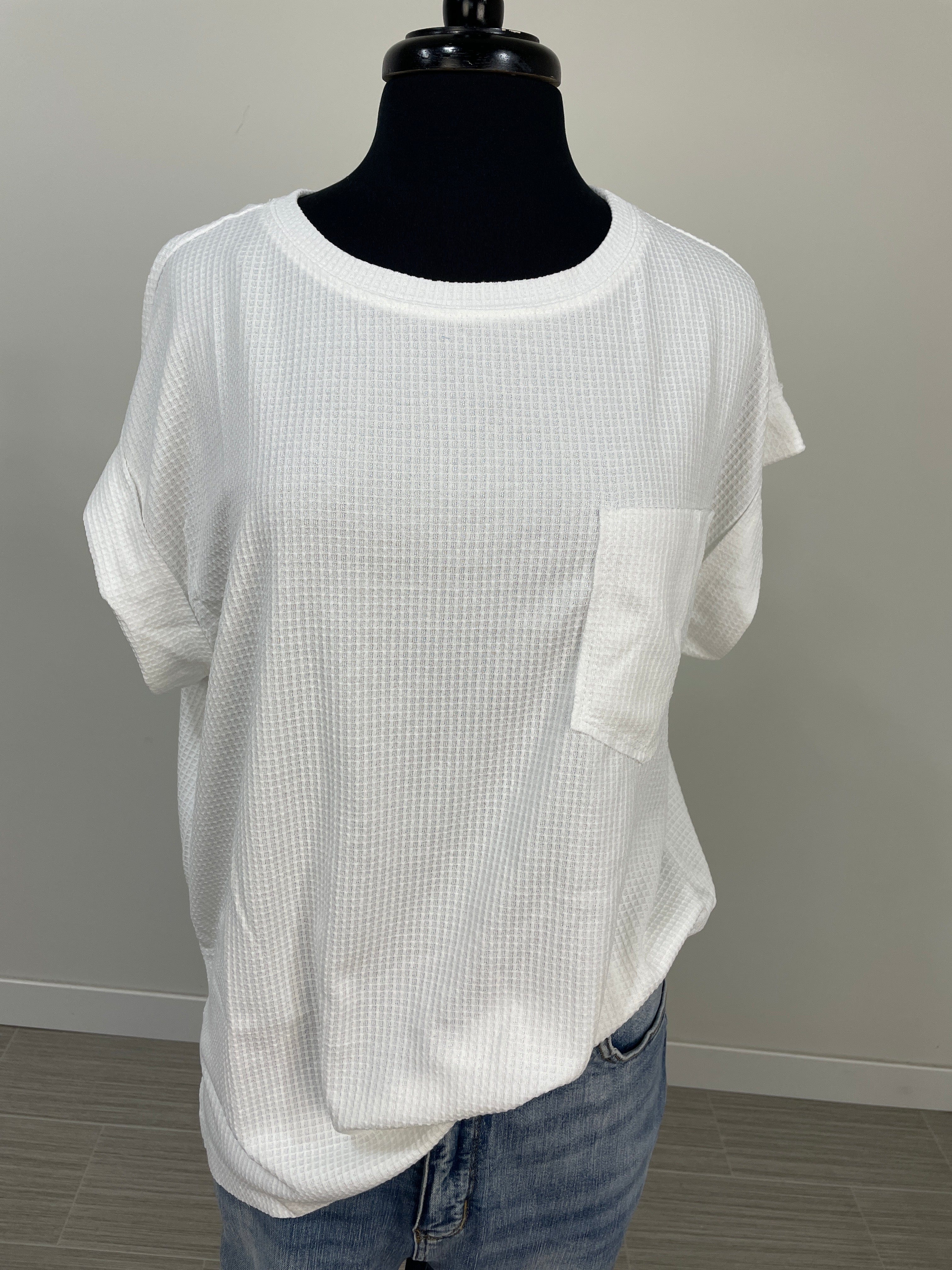 Ivory Waffle Detail Top