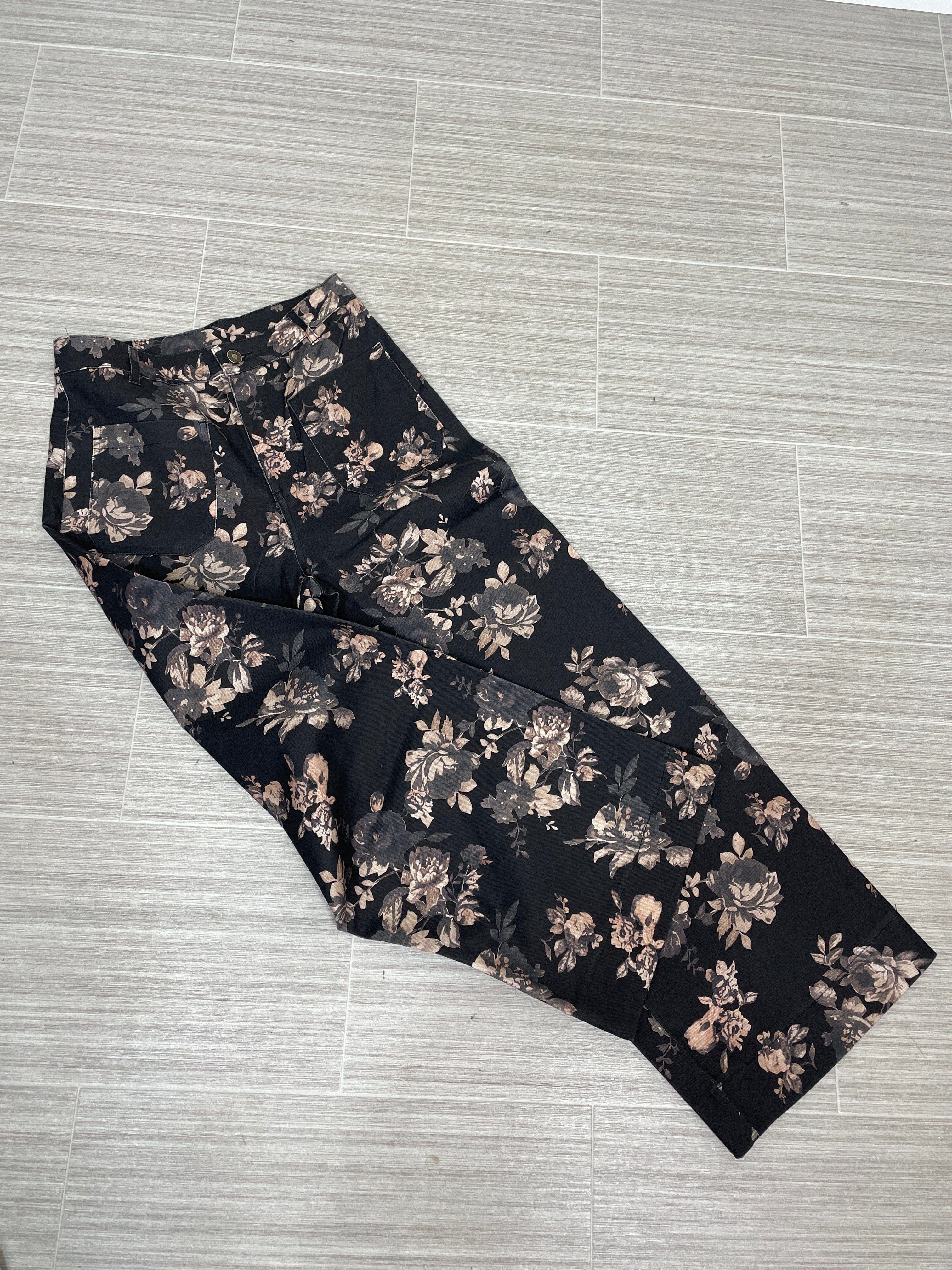 Black Floral Pants