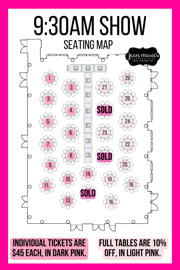 Holiday Fashion Show 2025 9:30 AM SHOW - Full Table Sales