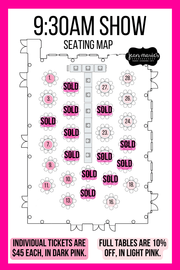 Holiday Fashion Show 2025 9:30 AM SHOW - Full Table Sales