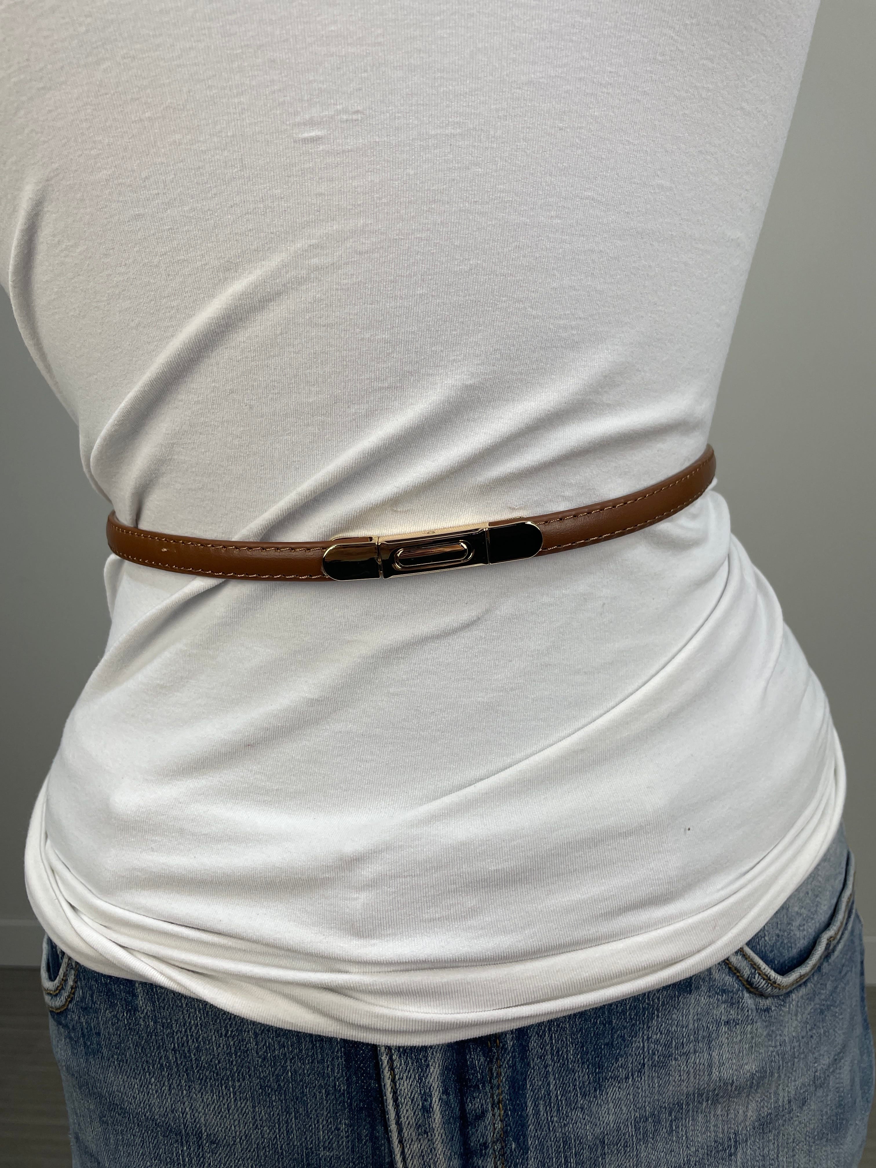 Mocha Adjustable Skinny Belt