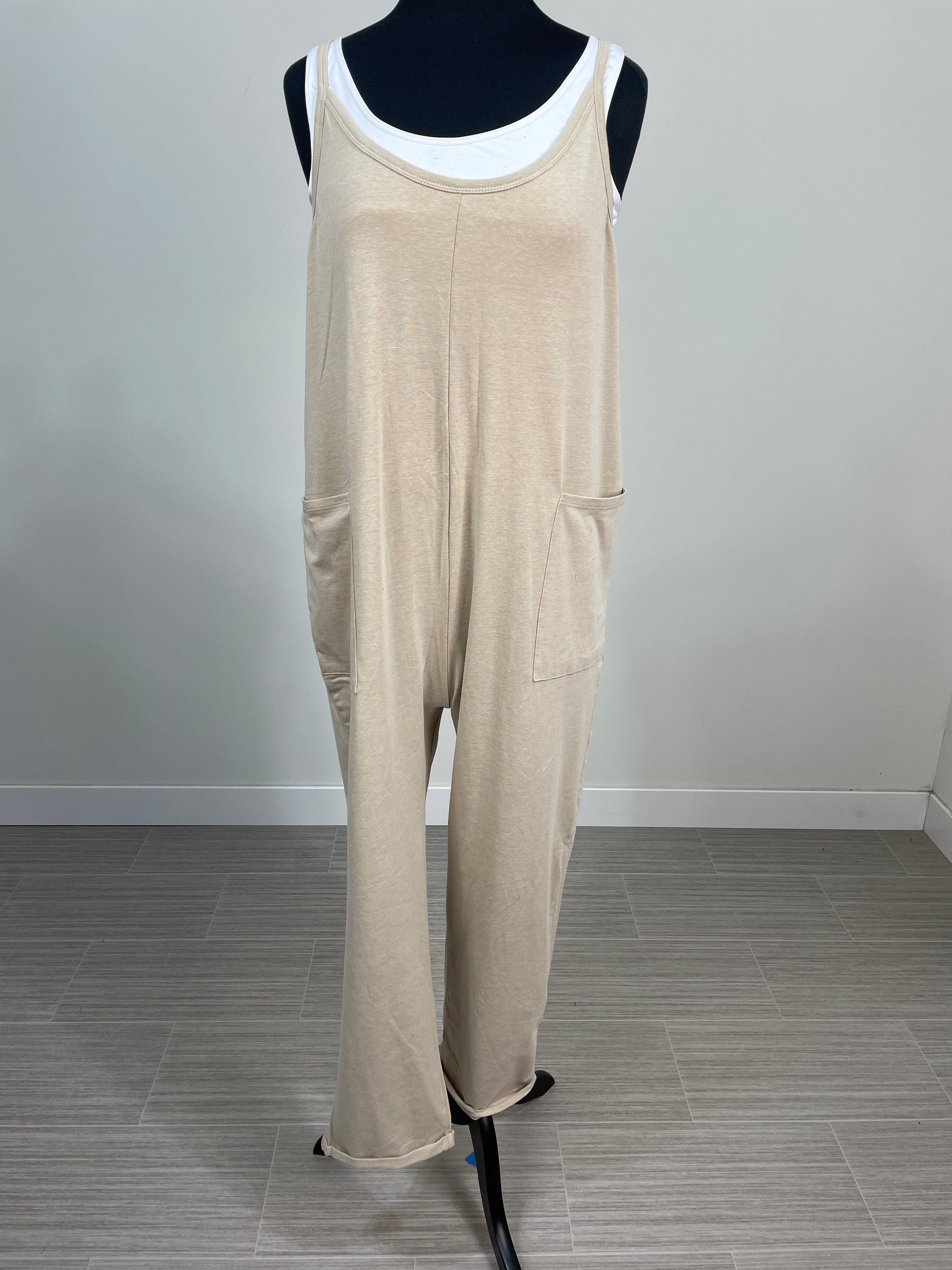 Beige Pocketed Jumpsuit
