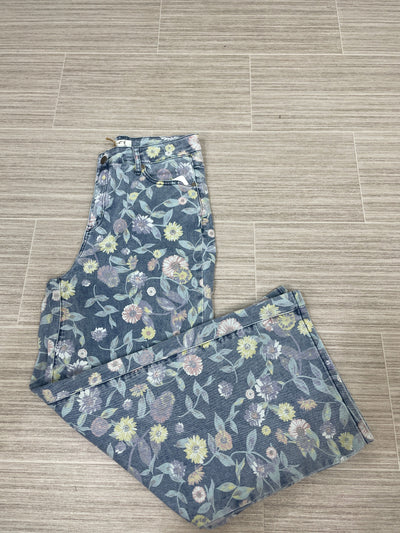 Floral Printed Washed Denim