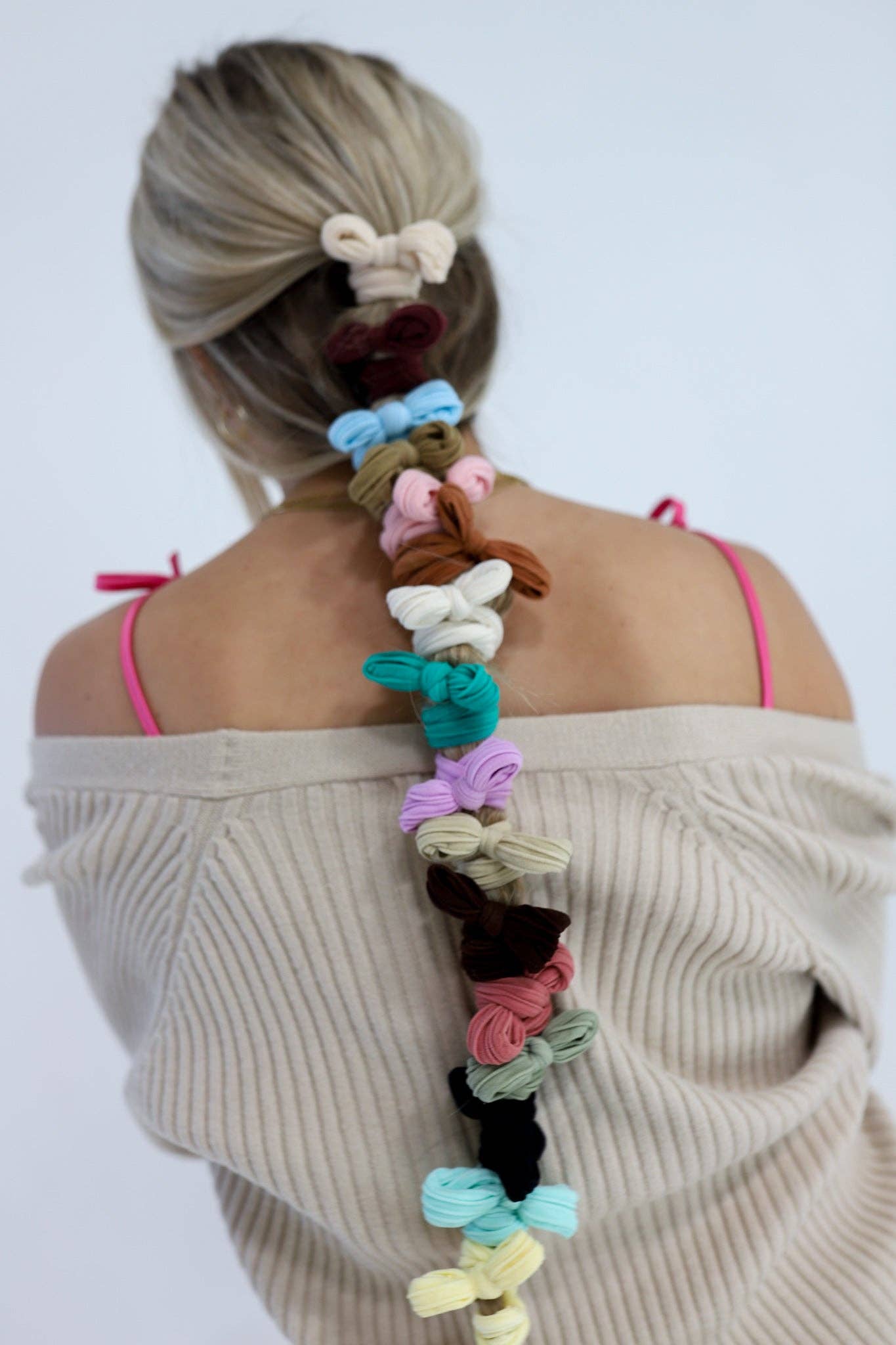 BOW SLICK BACK HAIR TIES: DUSTY BLUE